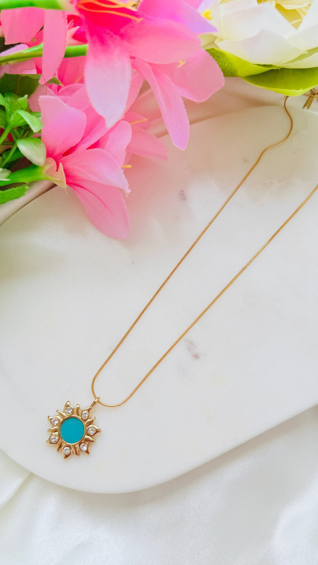 Sunflower Glam Antitarnish Neckchain RJ203