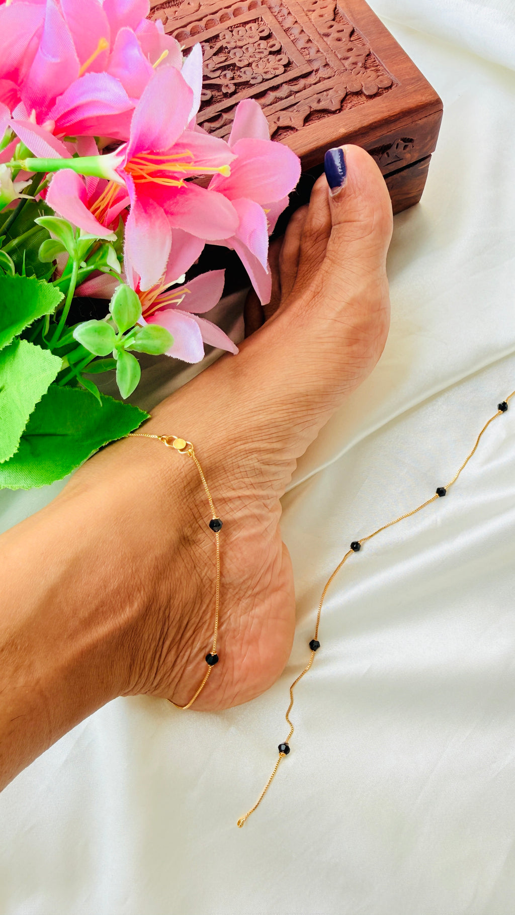 Mangalsutra Gold Plated Anklets RJ372