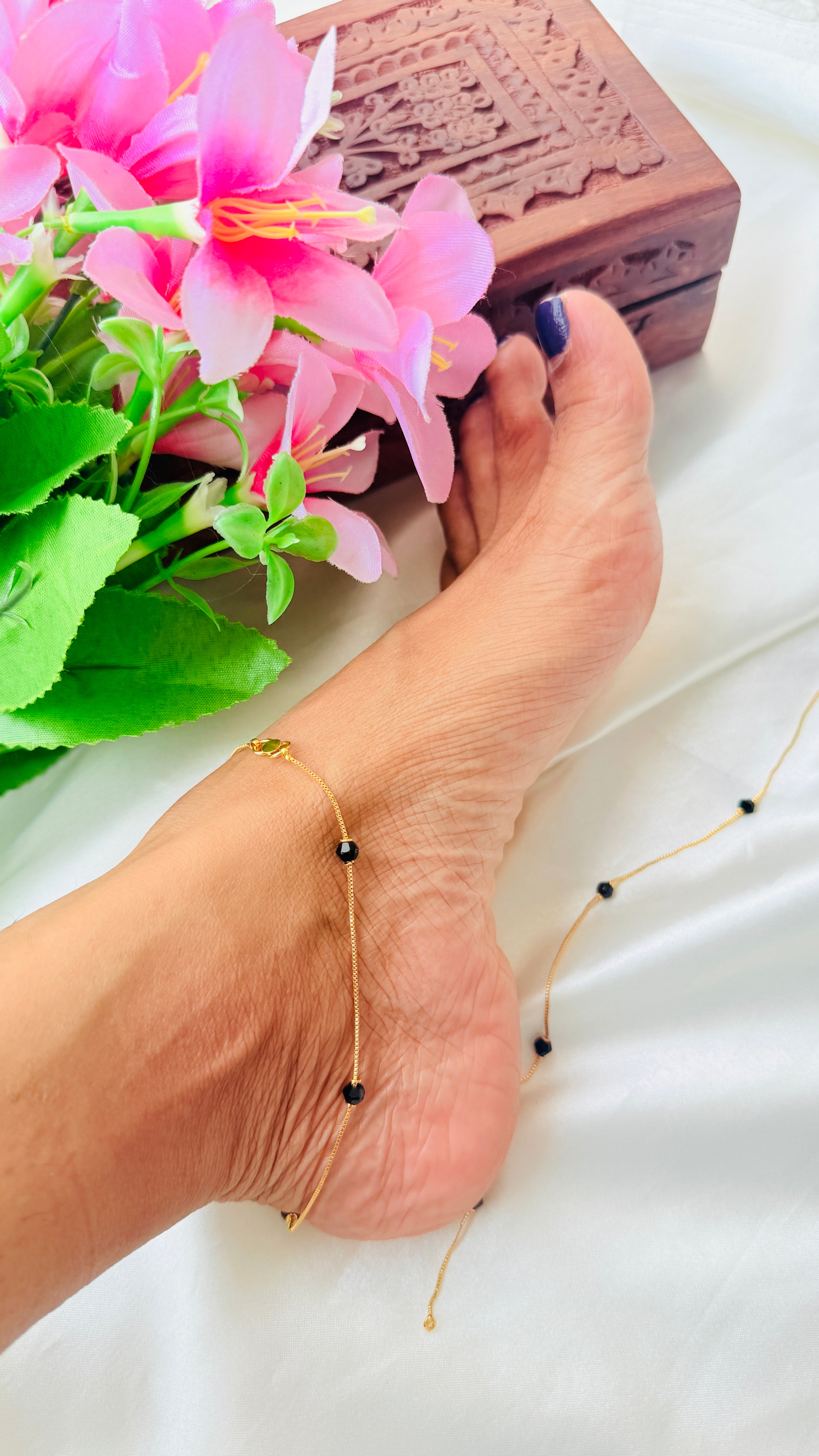 Mangalsutra Gold Plated Anklets RJ372