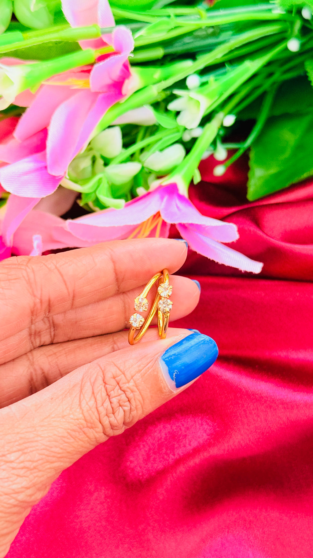 Double Stone Adjustable Toe Ring RJ275