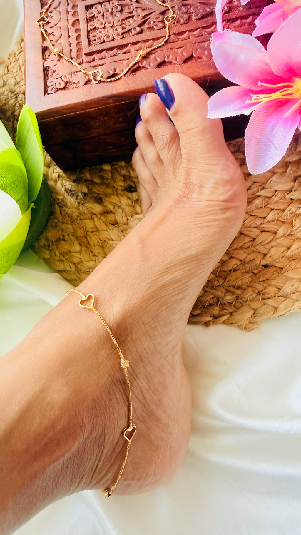 Love Beads Gold Plated Anklets RJ413