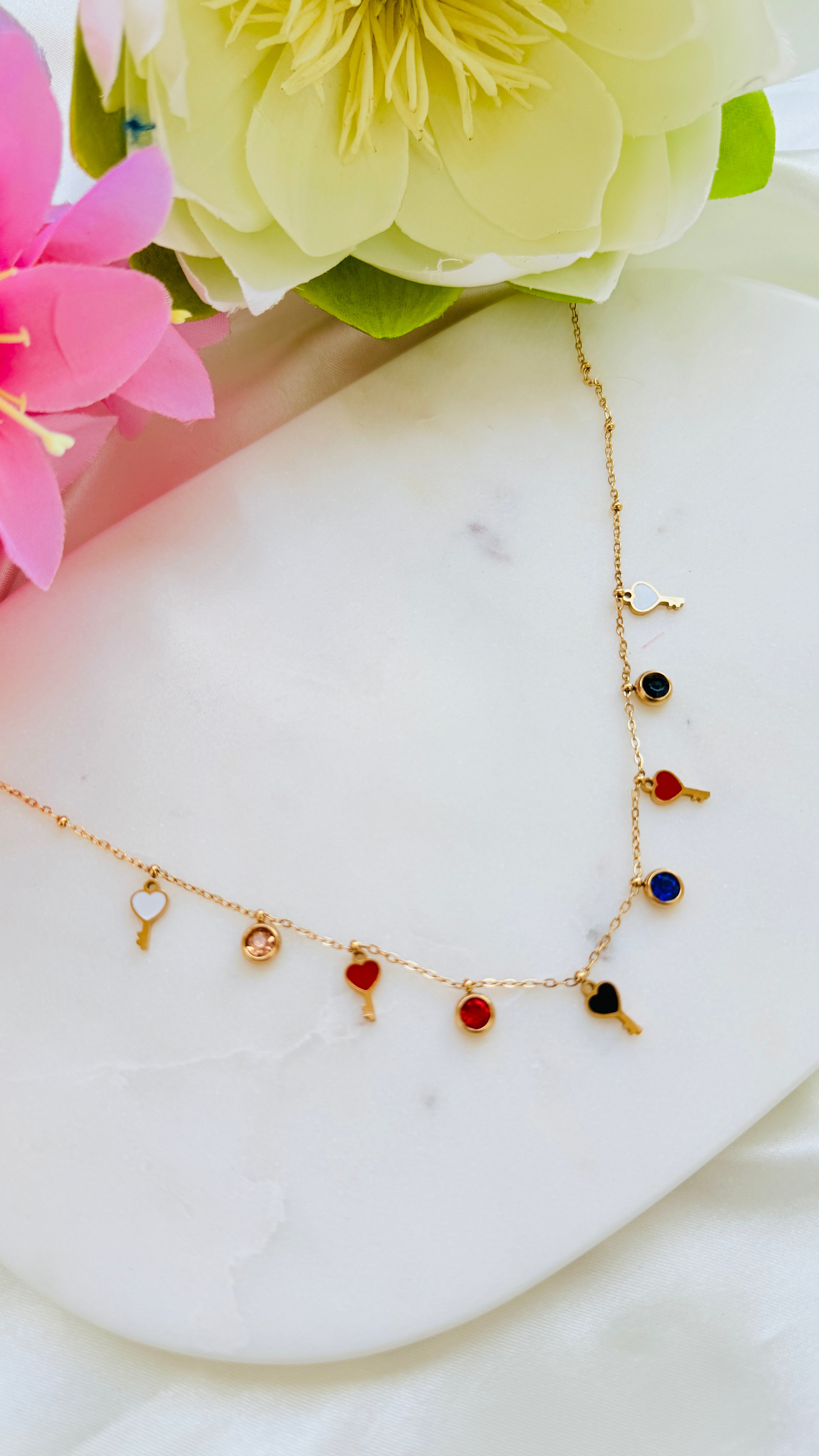 Key of Love Anti tarnish stainless steel neck Chain RJ166