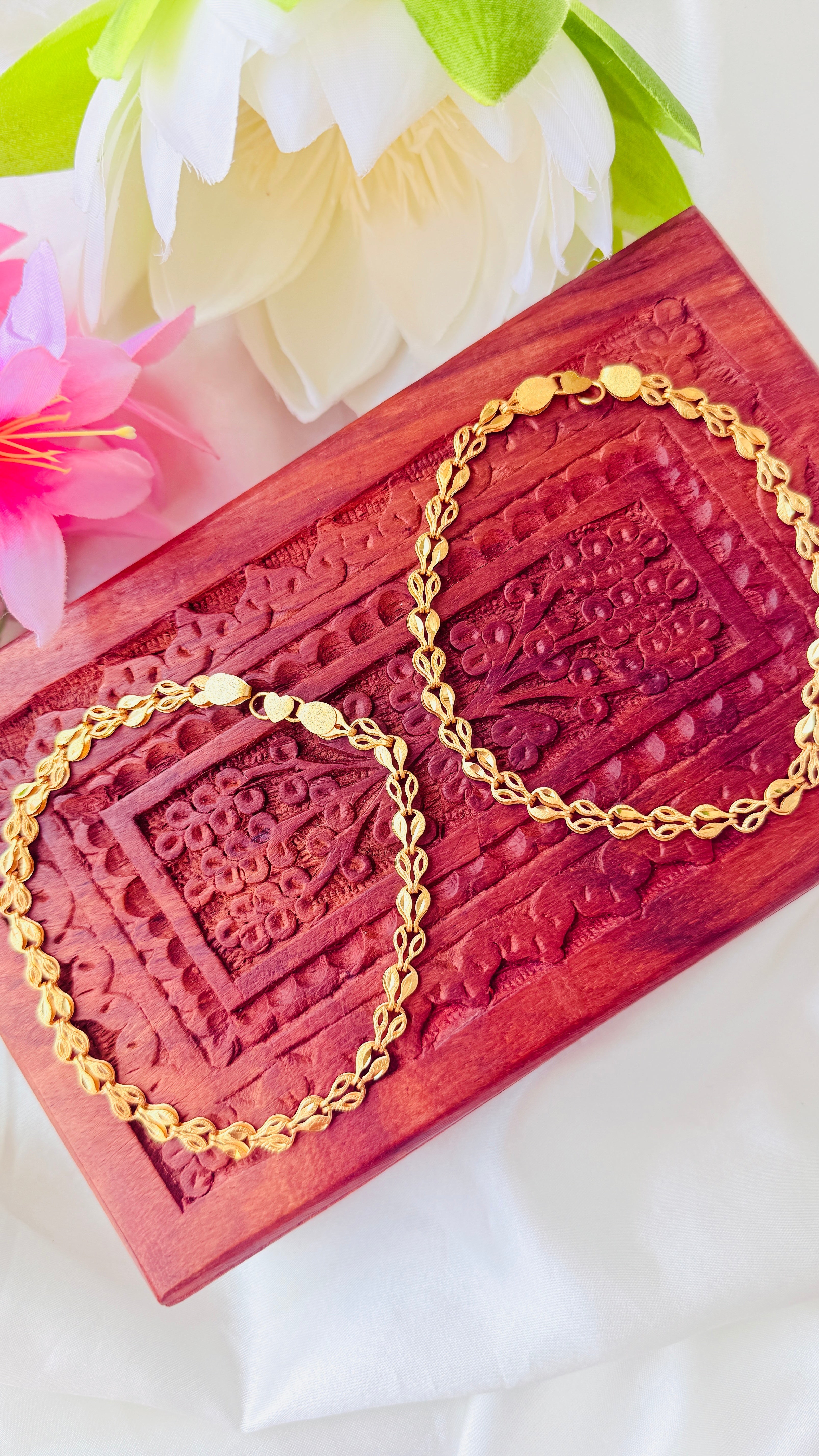 Ela Matte Finished Gold Plated Anklets RJ402