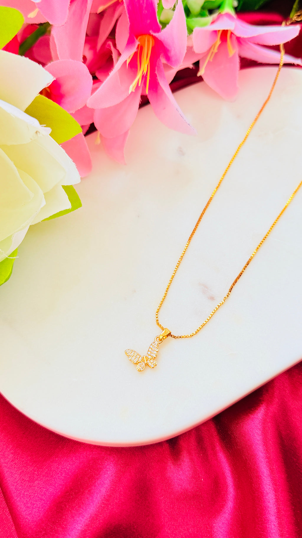 Butterfly Diamond Pendant with Box Chain RJ273