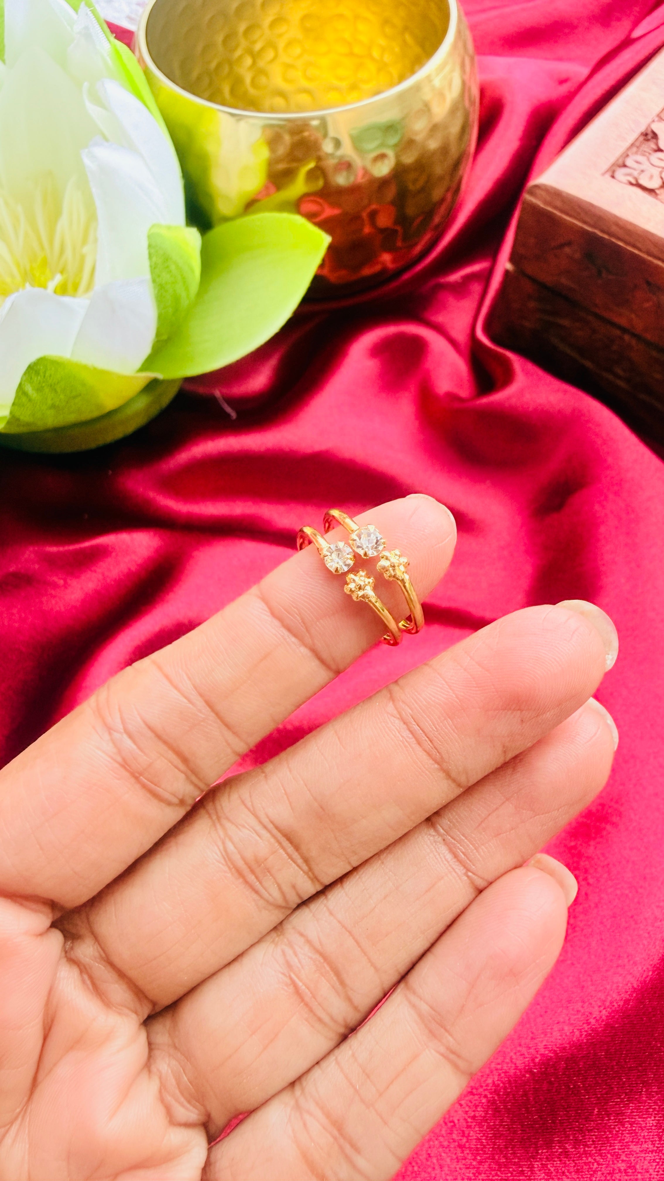 Double Stone Adjustable Toe Ring RJ275