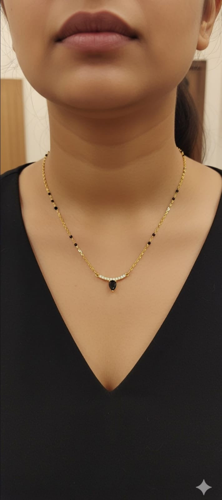 Black Drop Mangalsutra Antitarish Stainless Steel Neckchain RJ259