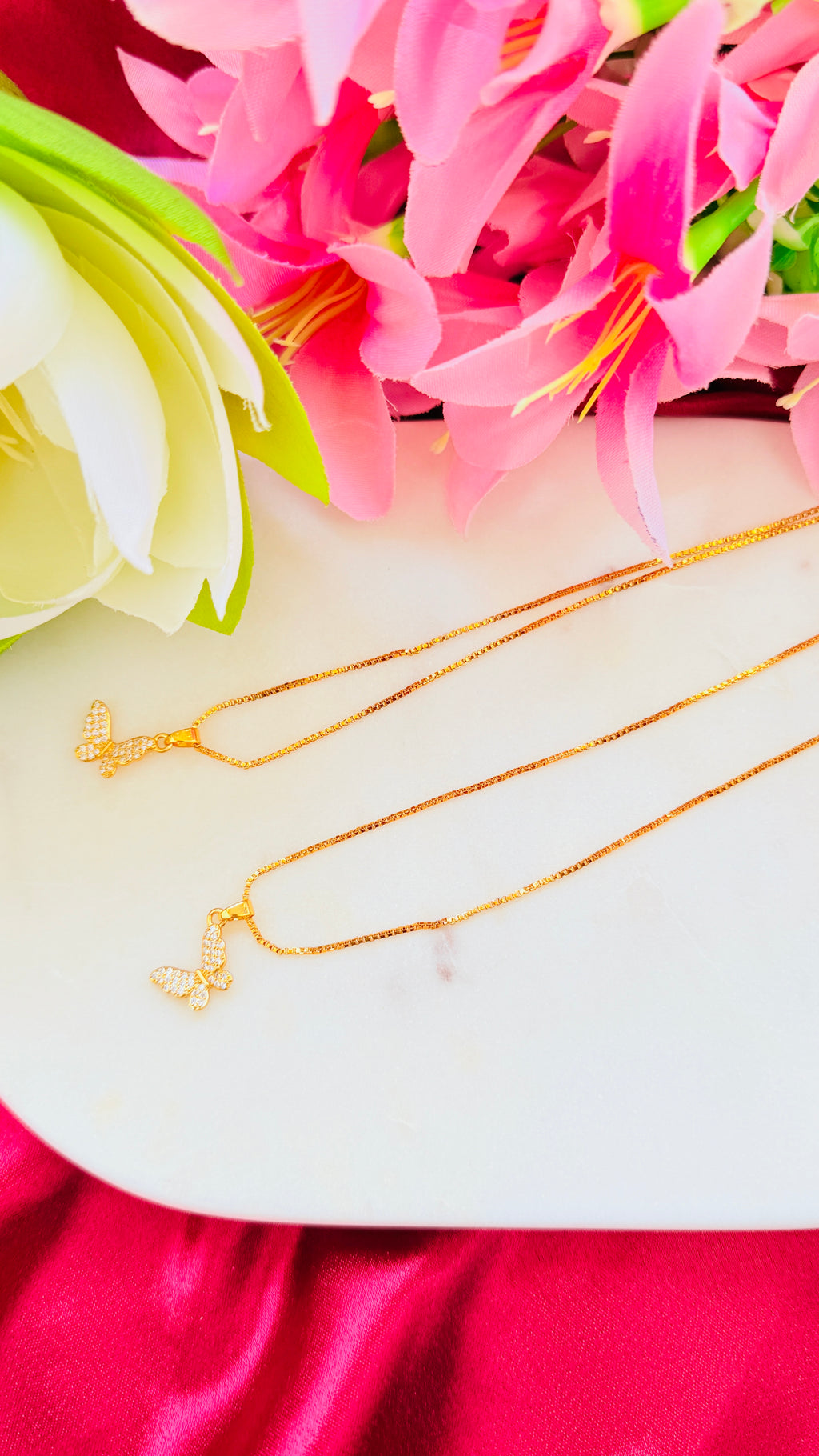 Butterfly Diamond Pendant with Box Chain RJ273