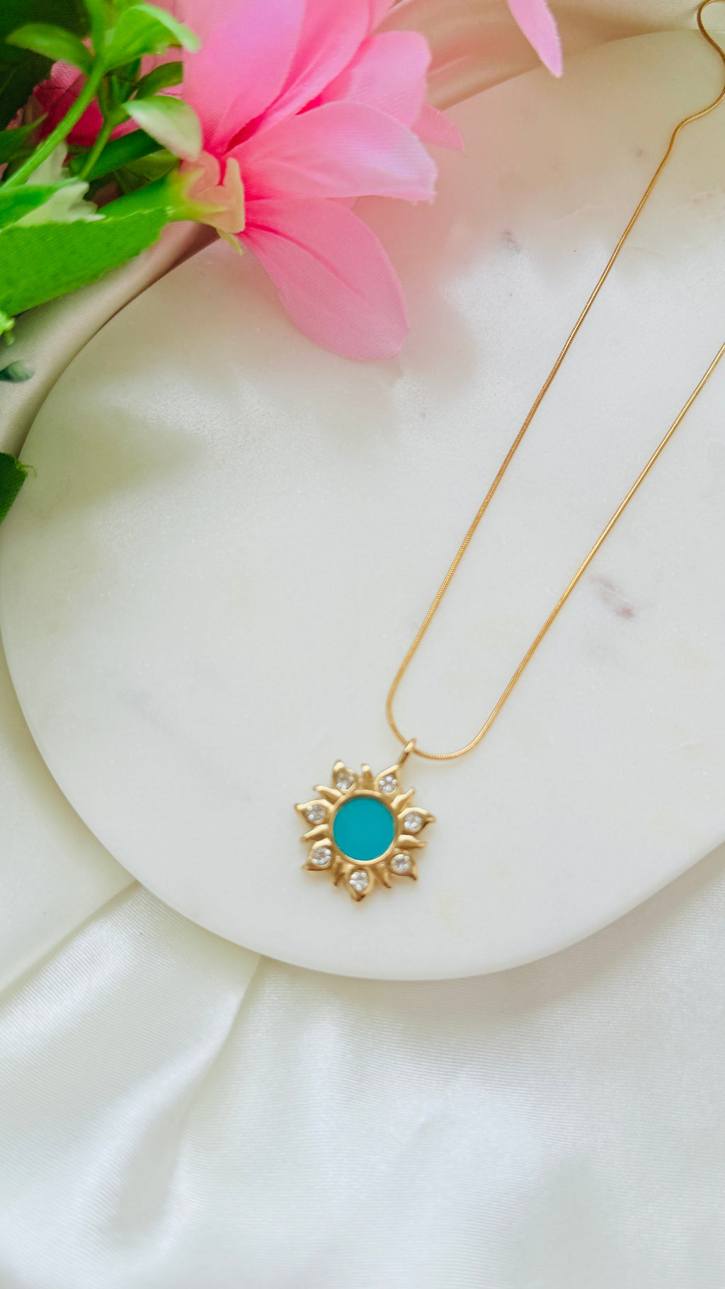 Sunflower Glam Antitarnish Neckchain RJ203