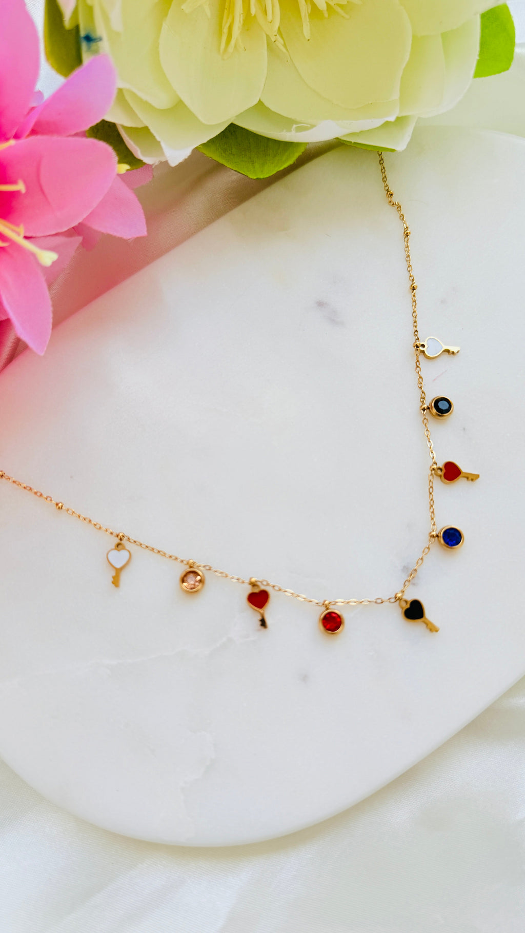 Key of Love Anti tarnish stainless steel neck Chain RJ166