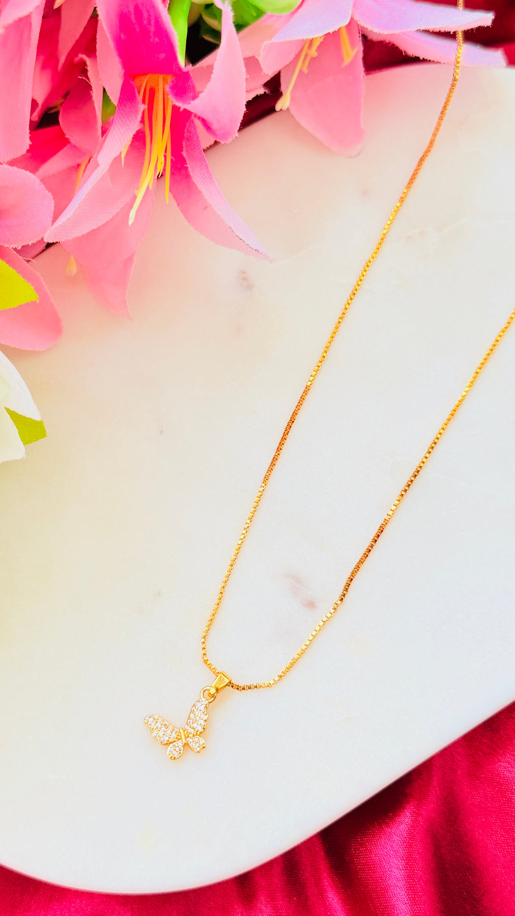 Butterfly Diamond Pendant with Box Chain RJ273