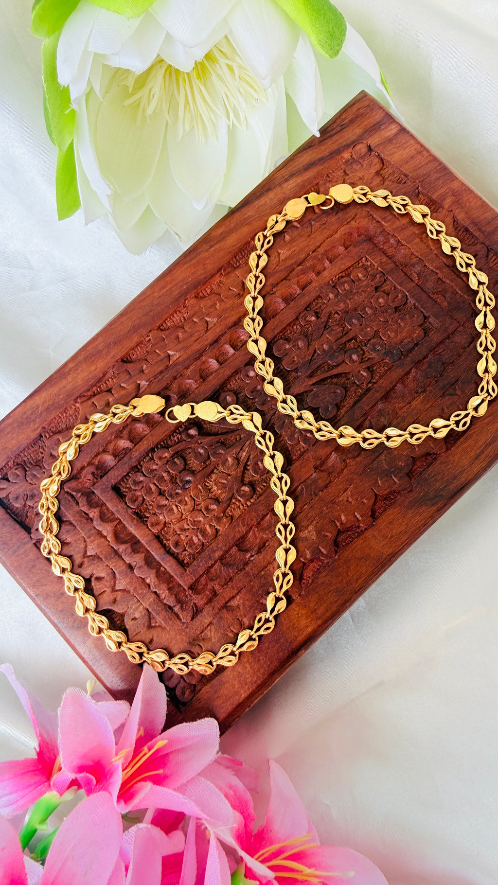 Ela Matte Finished Gold Plated Anklets RJ402
