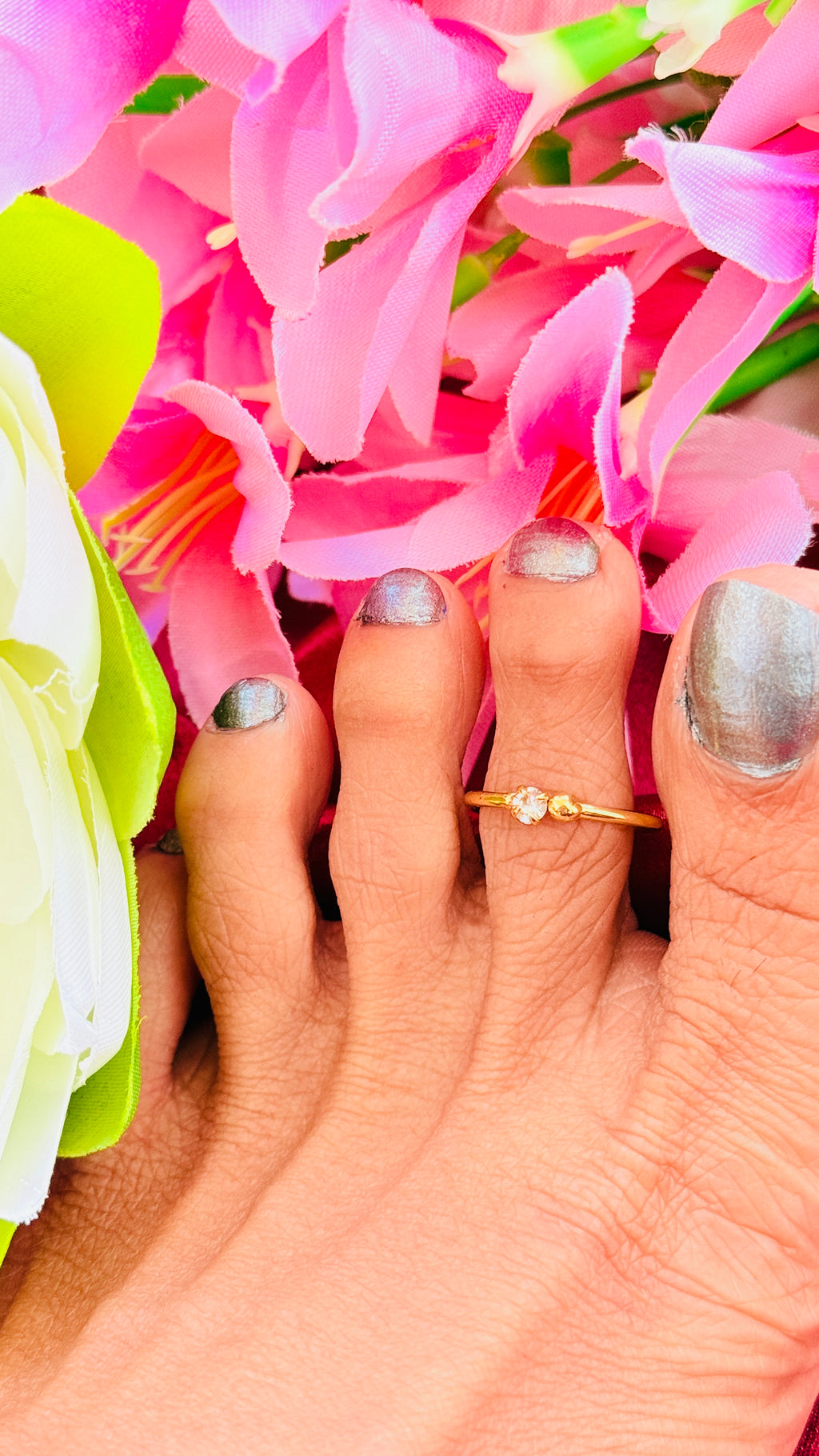 Single Stone Adjustable Toe Ring RJ274