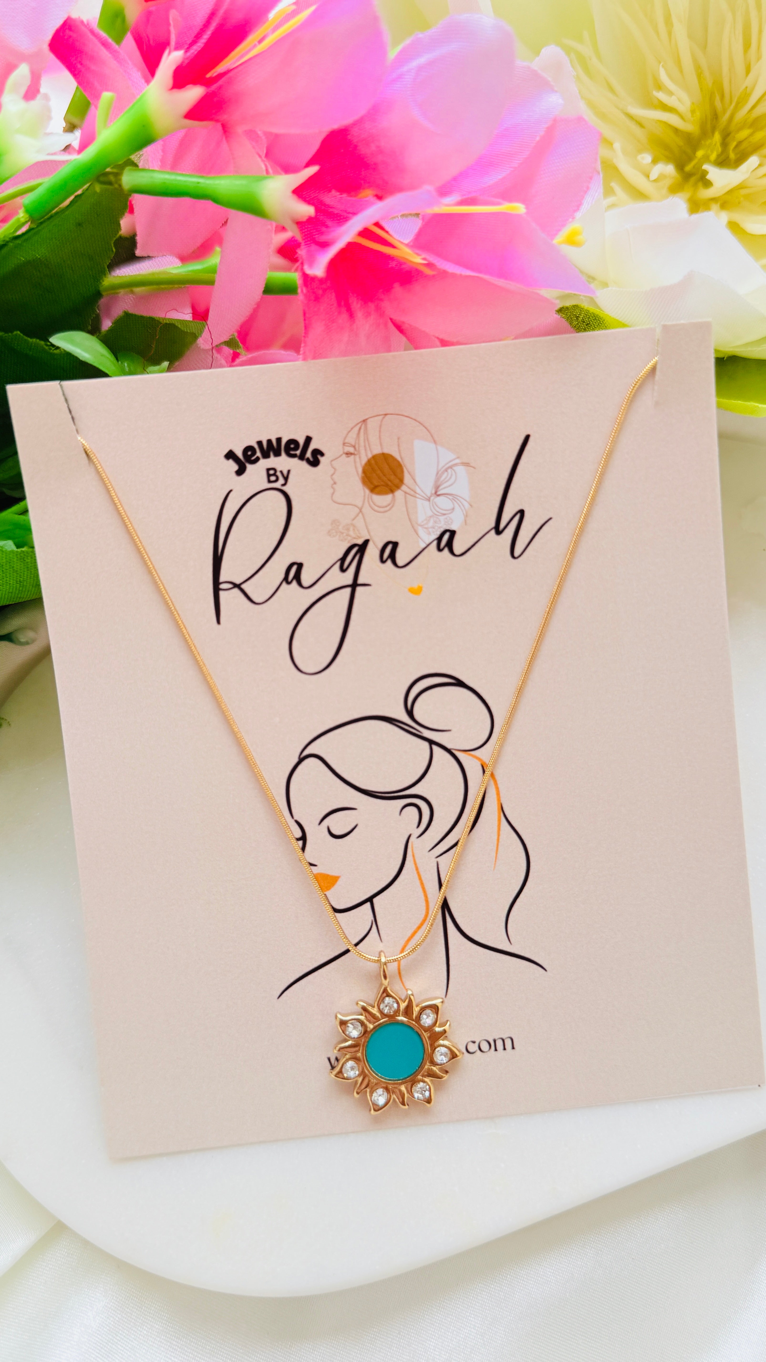 Sunflower Glam Antitarnish Neckchain RJ203