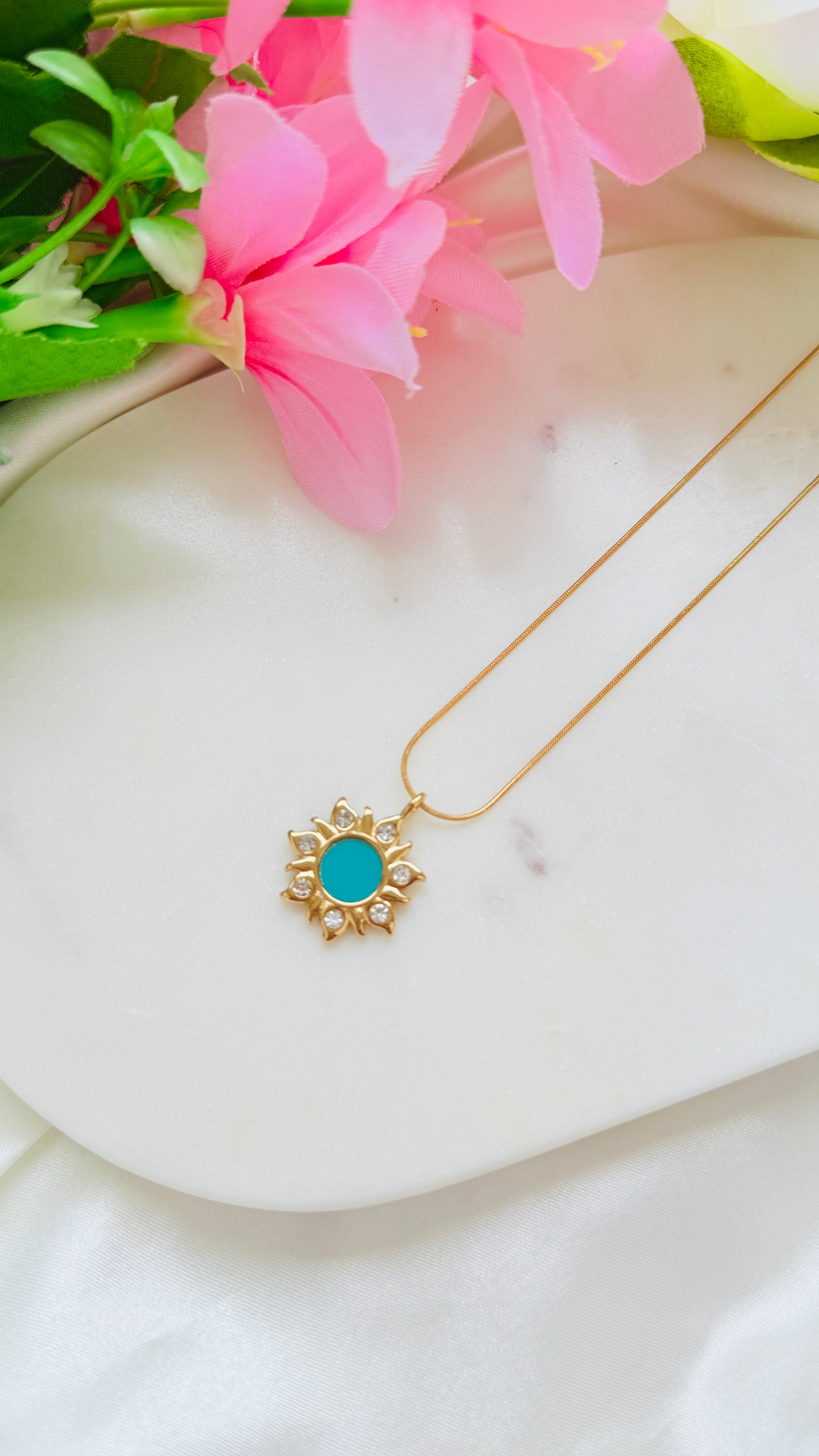 Sunflower Glam Antitarnish Neckchain RJ203
