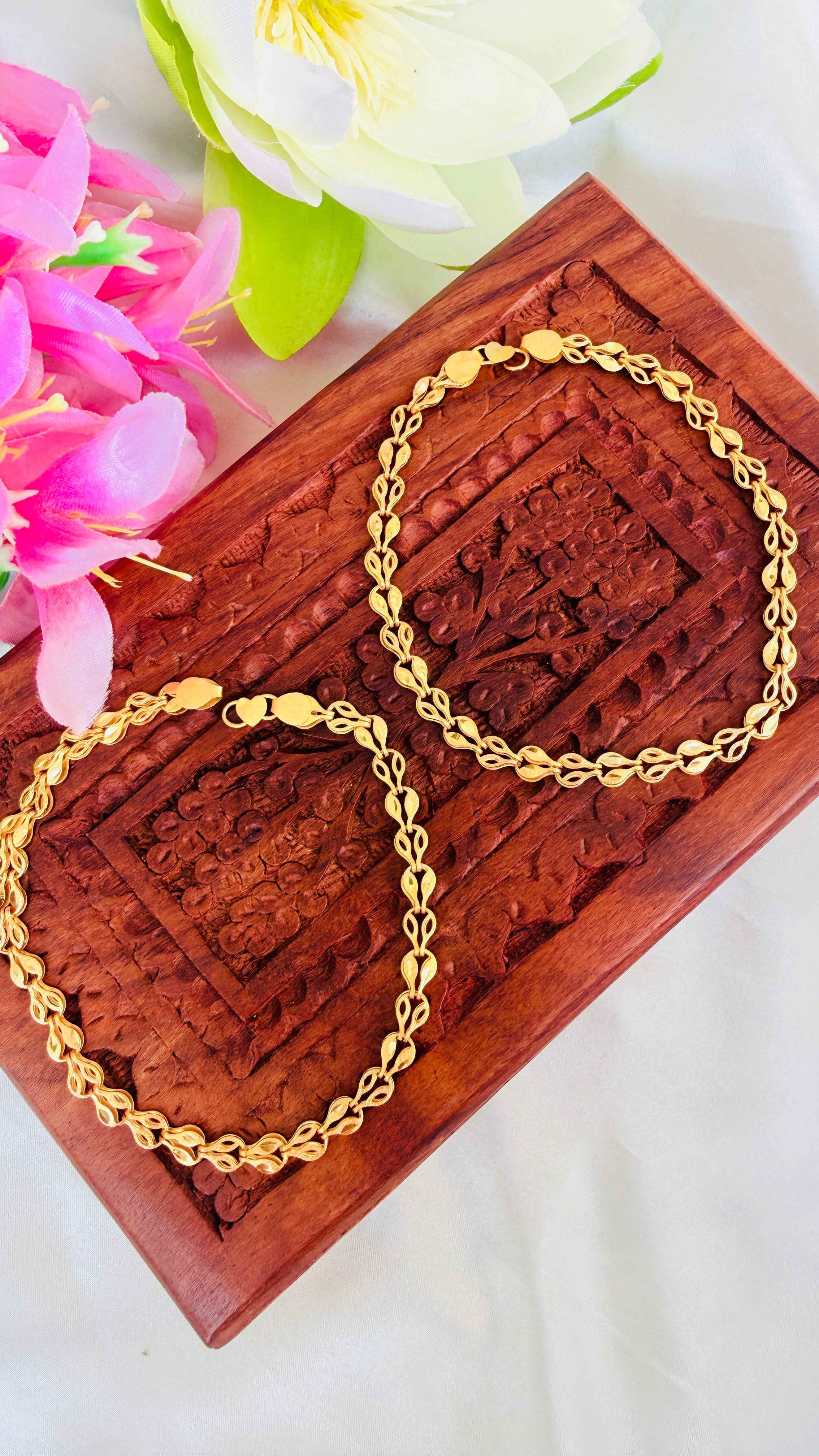 Ela Matte Finished Gold Plated Anklets RJ402