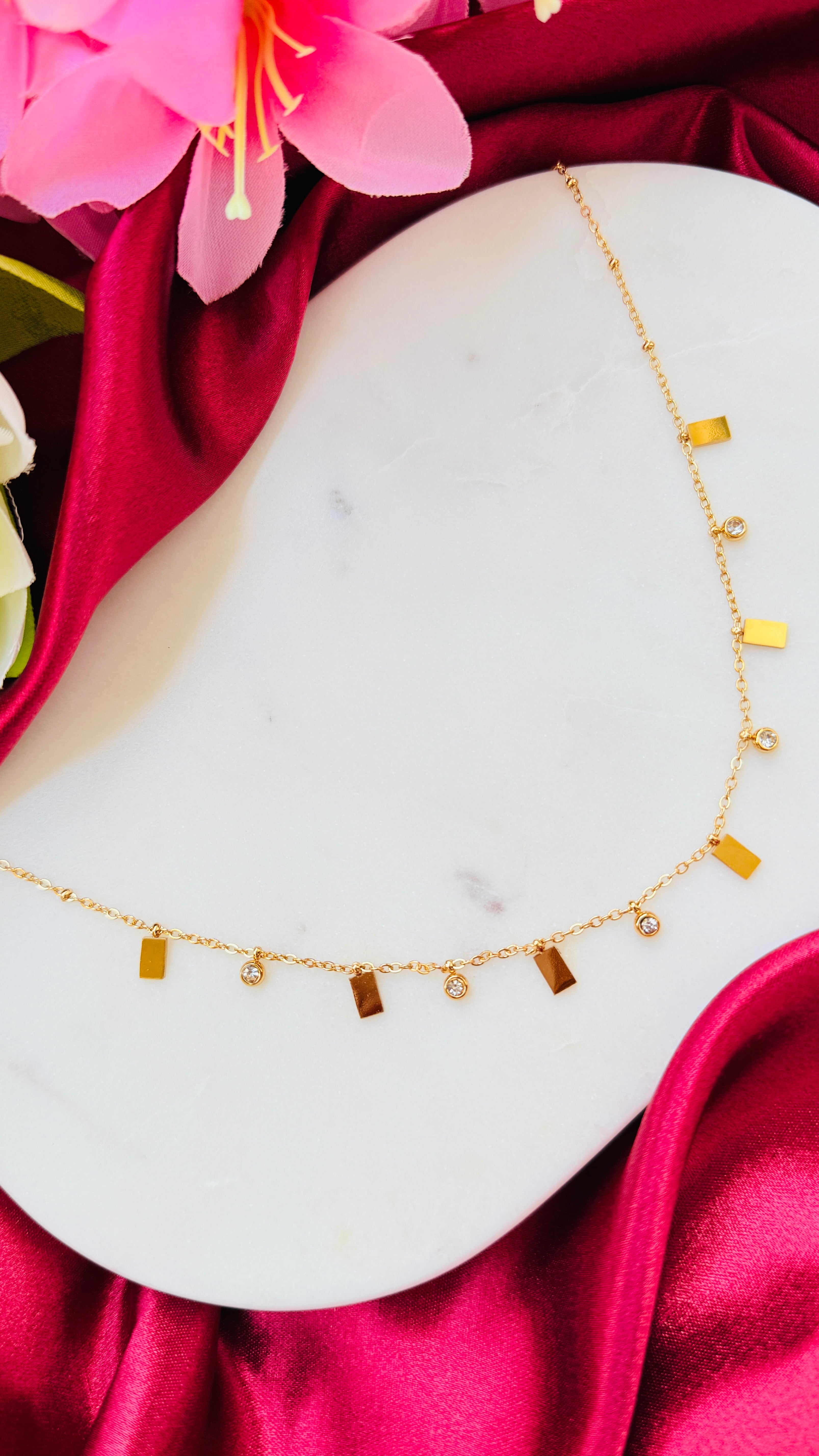 Golden Bars Anti Tarnish Necklace RJ245