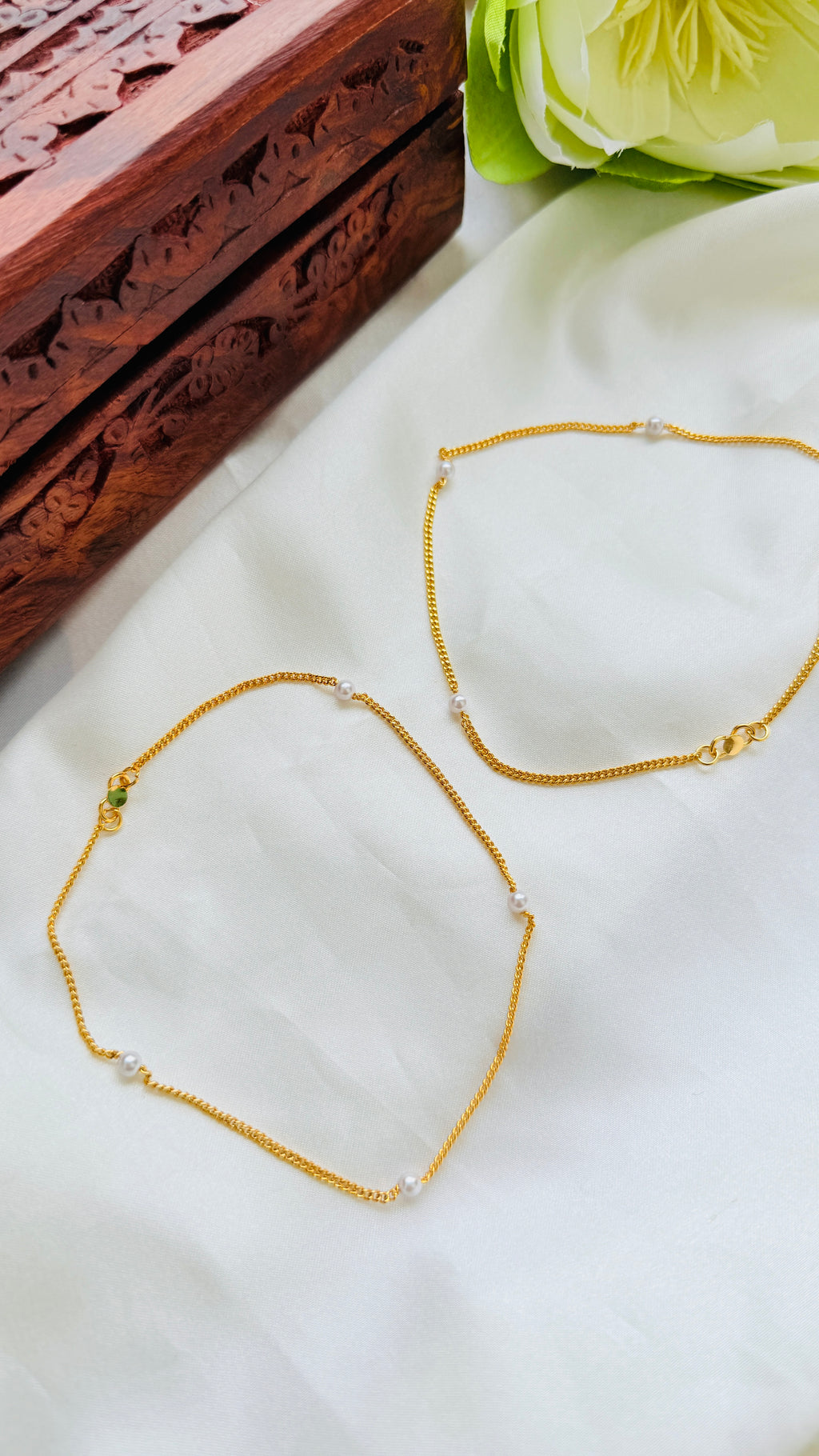 Pearly Gold Plated Anklets RJ327