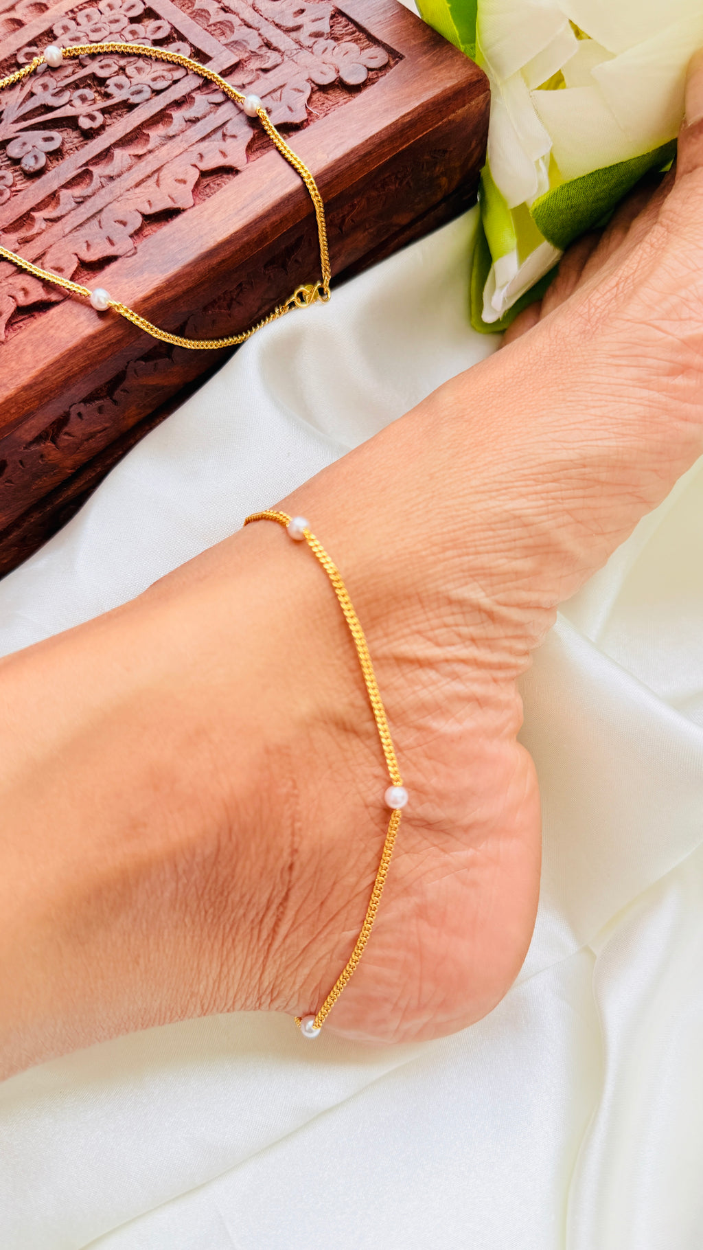 Pearly Gold Plated Anklets RJ327