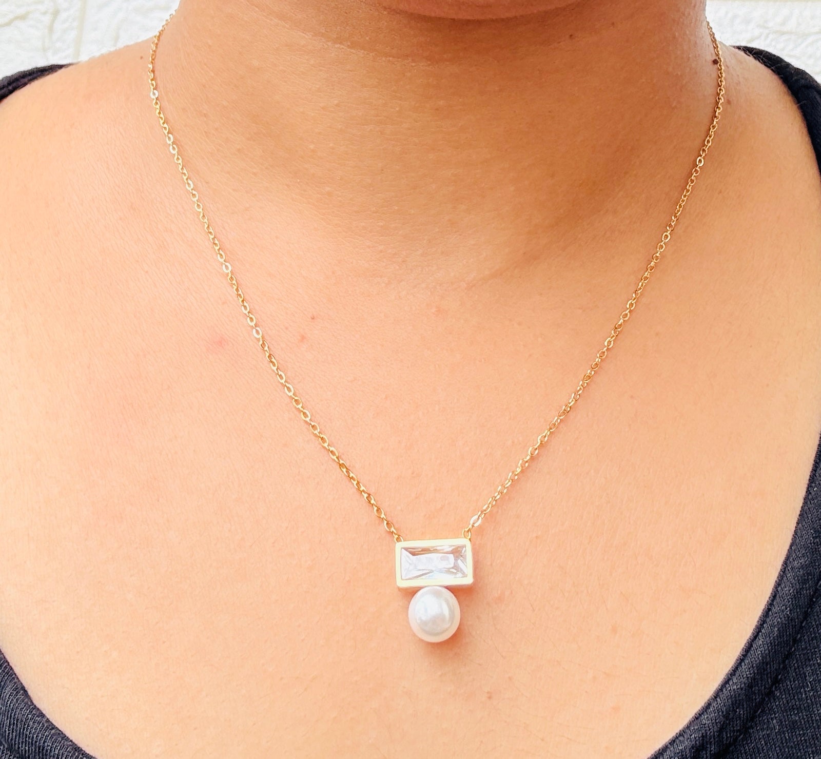 Moonlit Drop Anti tarnish stainless steel neck Chain RJ92