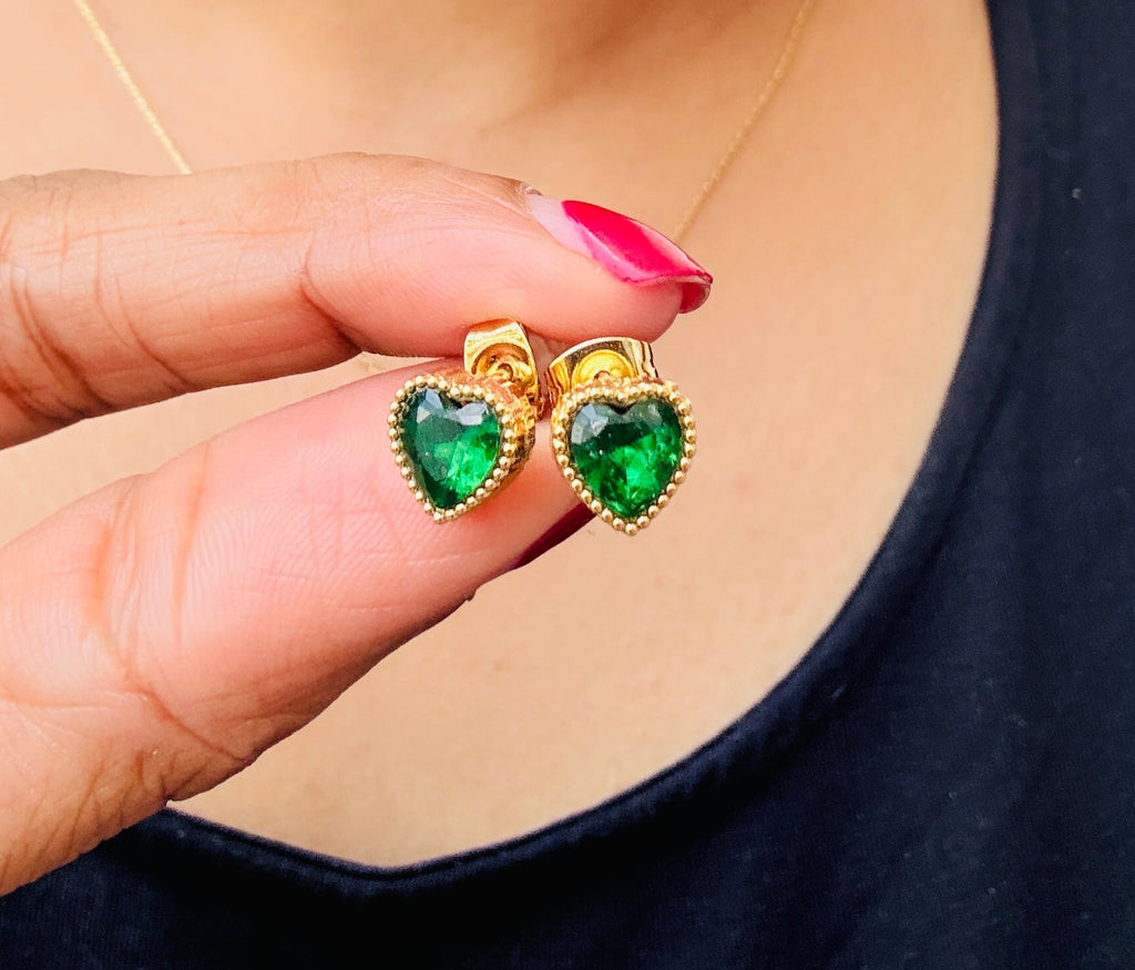 Lovely Emerald Anti tarnish stainless steel neck Chain + Earring RJ96