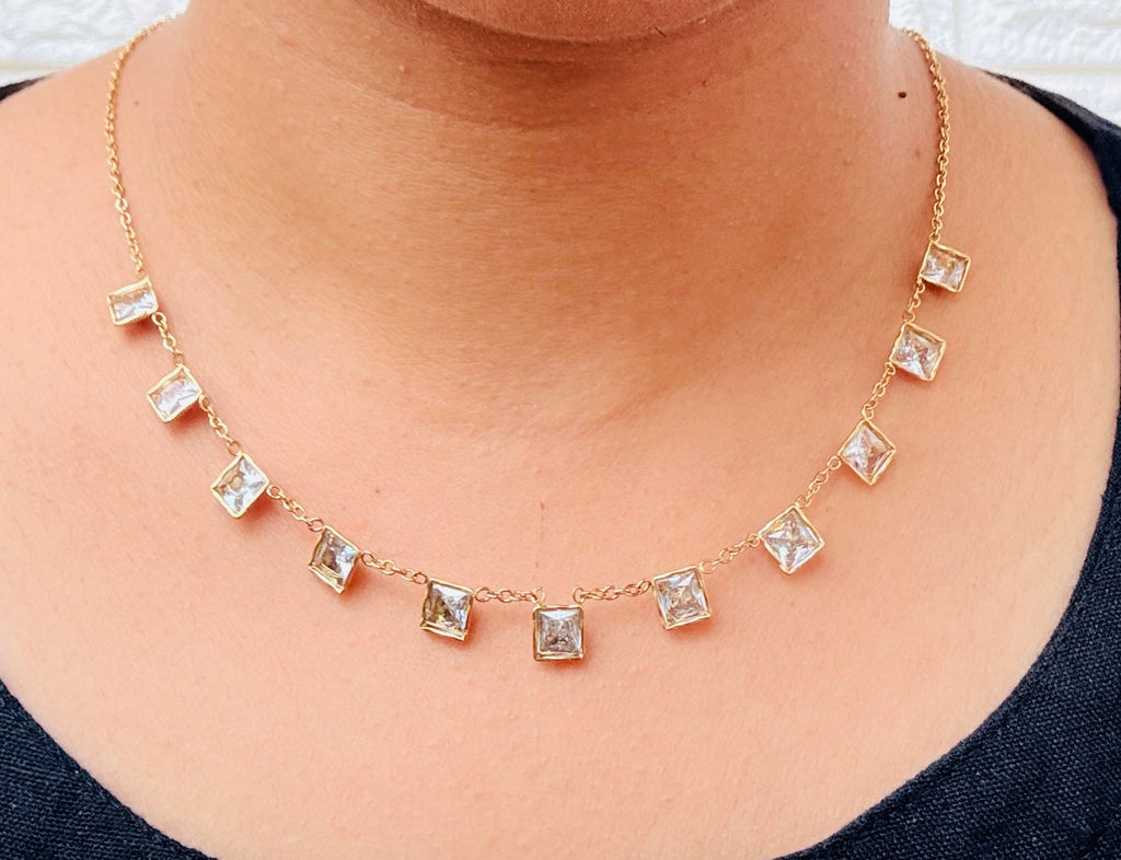 Crystal Charm Anti tarnish stainless steel neck Chain RJ106