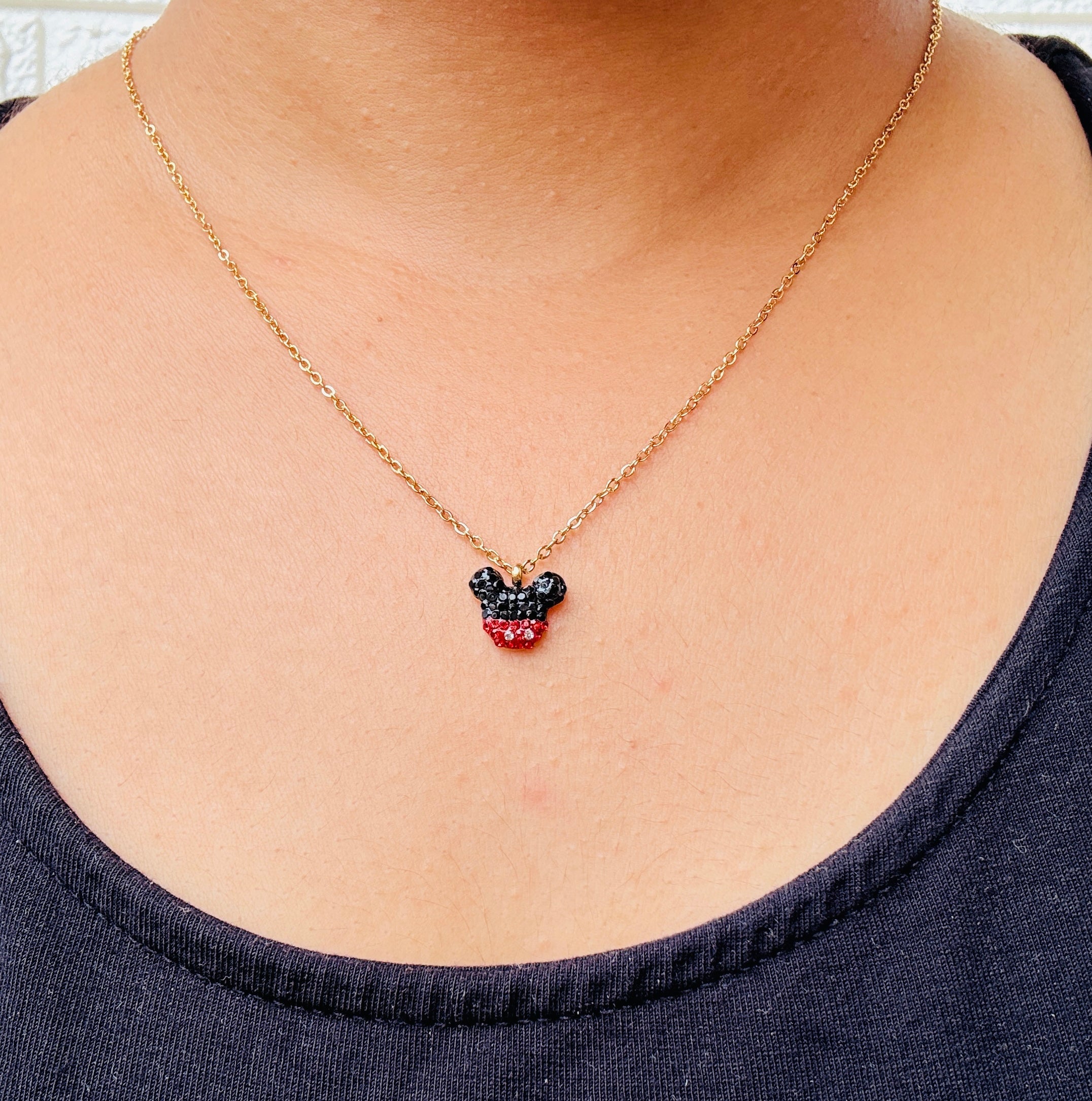 Mickey Charm Anti tarnish stainless steel neck Chain RJ116