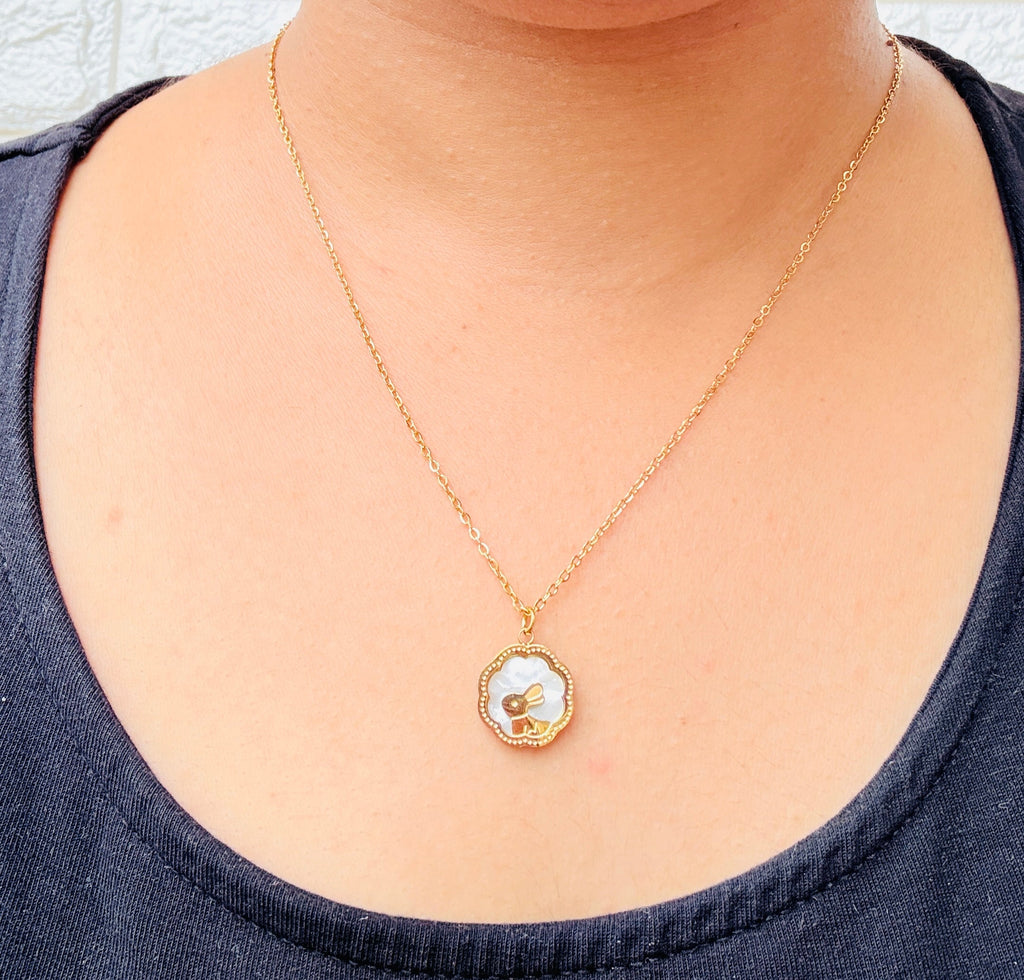 Bunny In moon Anti tarnish stainless steel neck Chain RJ124