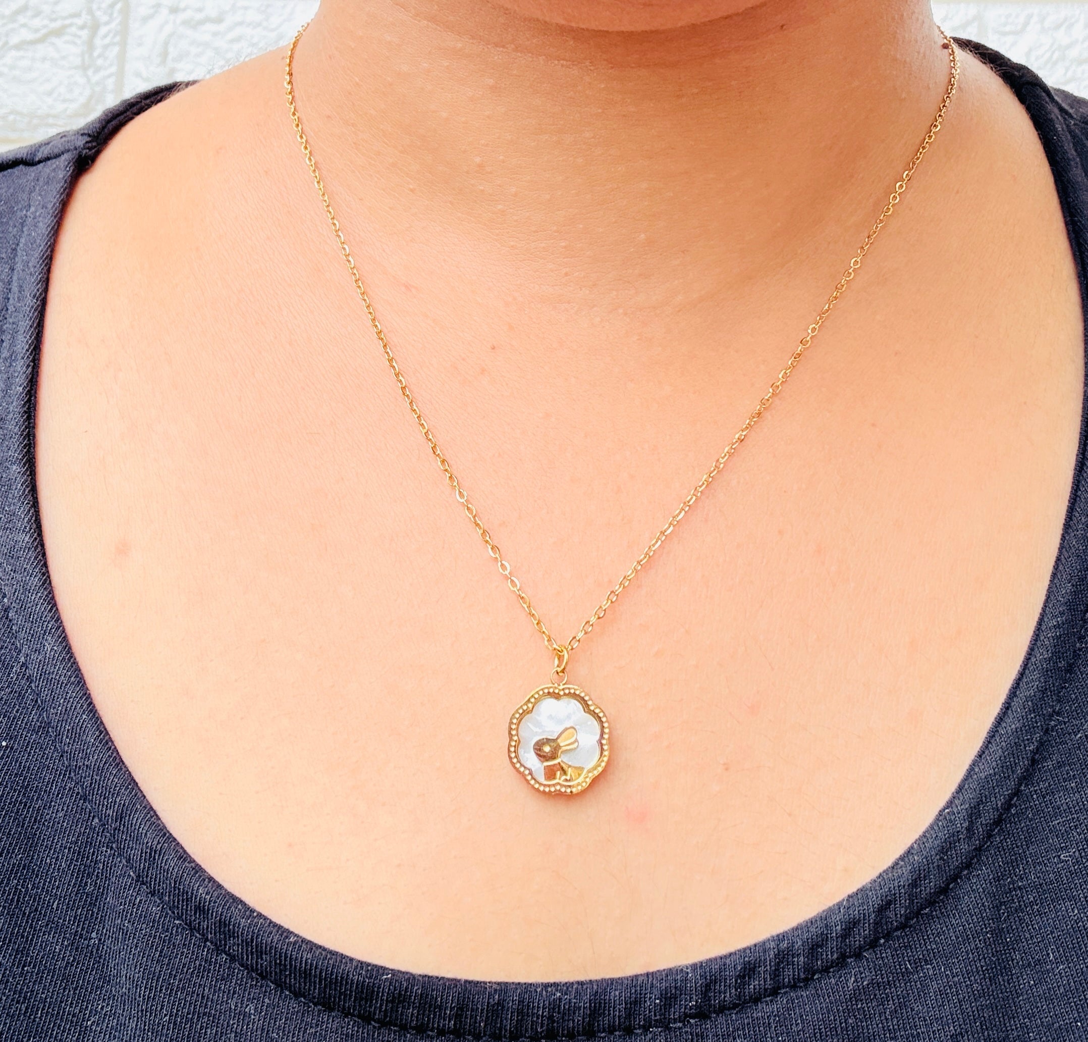 Bunny In moon Anti tarnish stainless steel neck Chain RJ124
