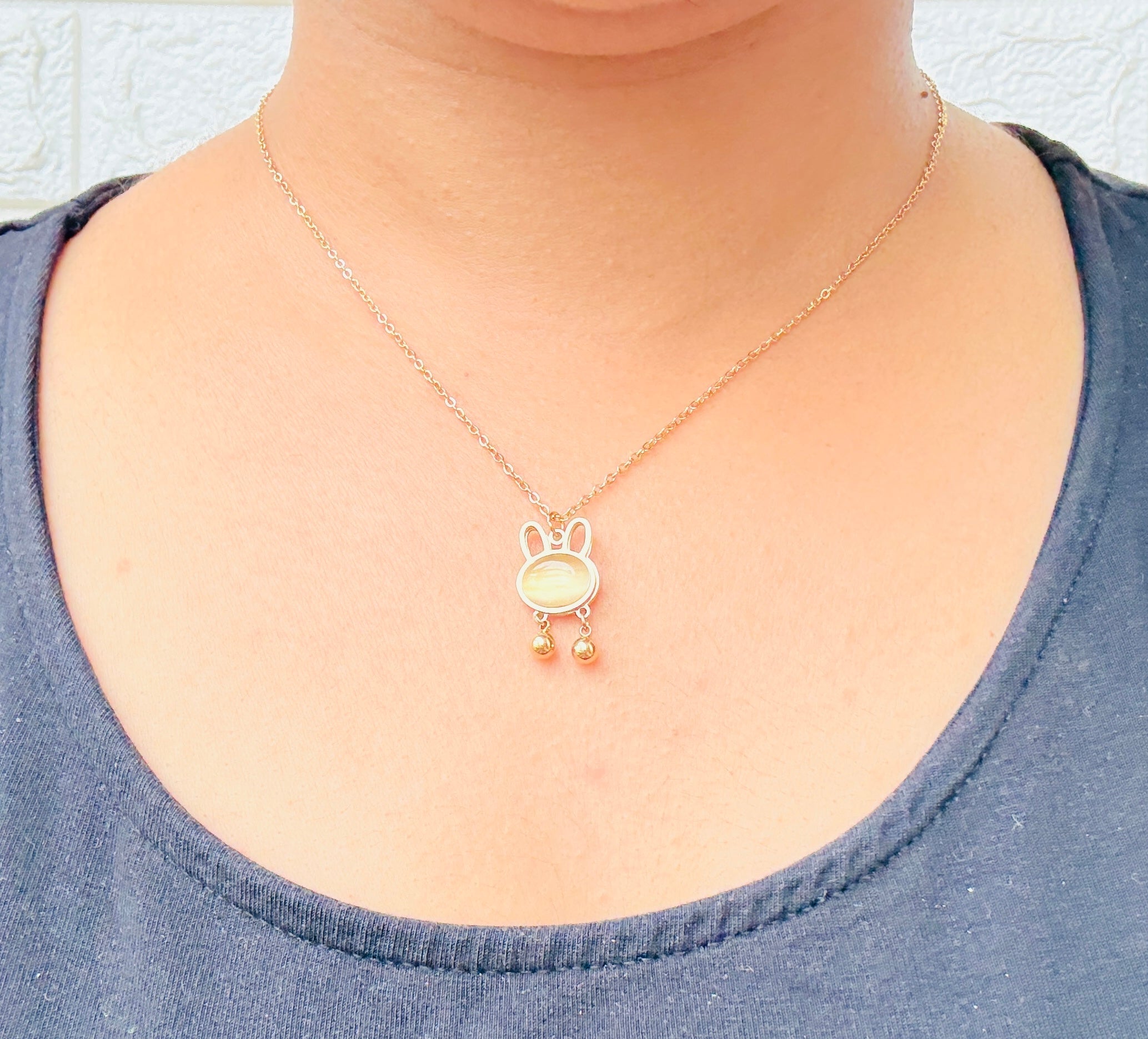 Bunny Charm Anti tarnish stainless steel neck Chain RJ122
