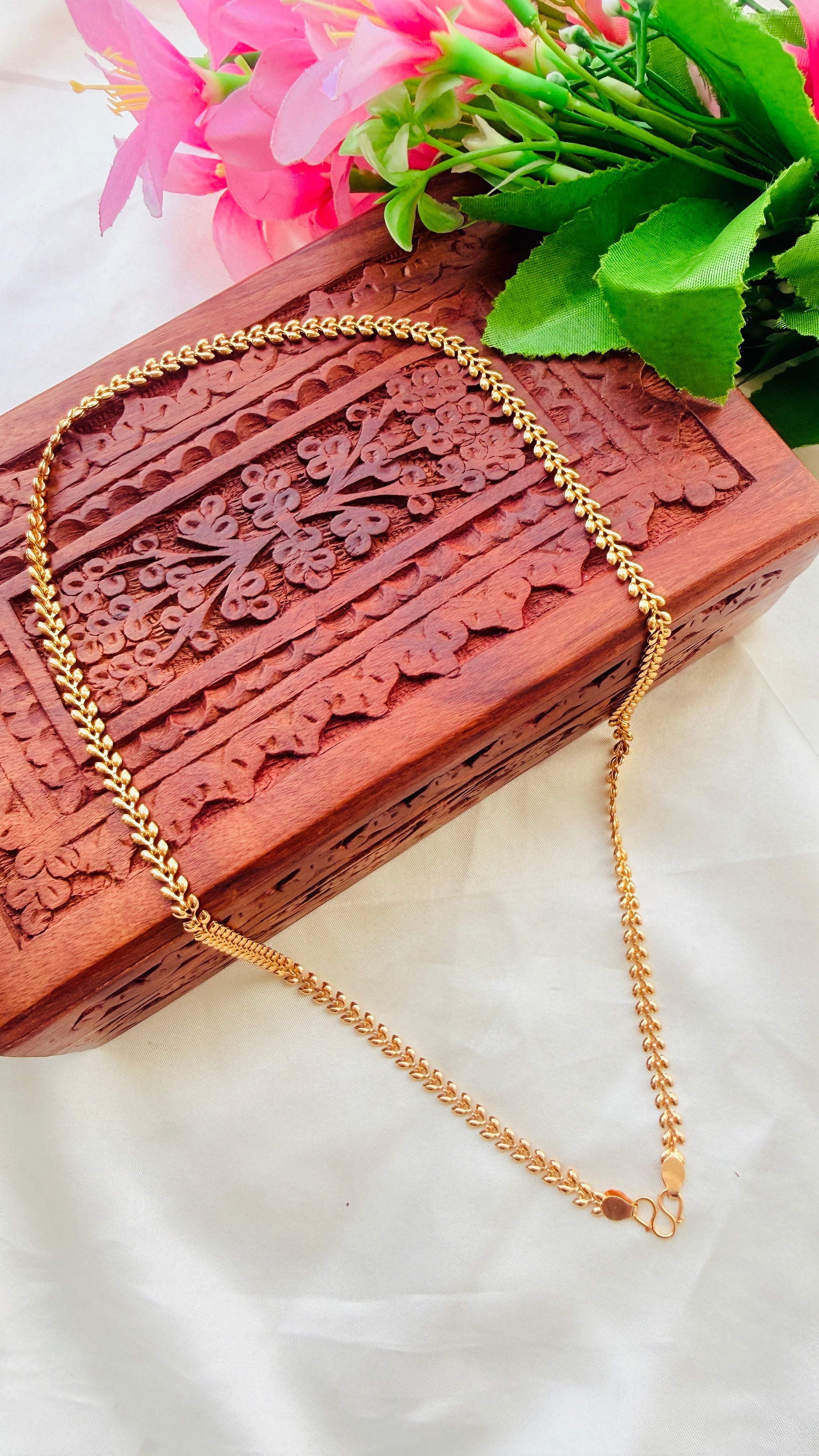 Leaf Gold Plated Daily Wear Chain RJ341