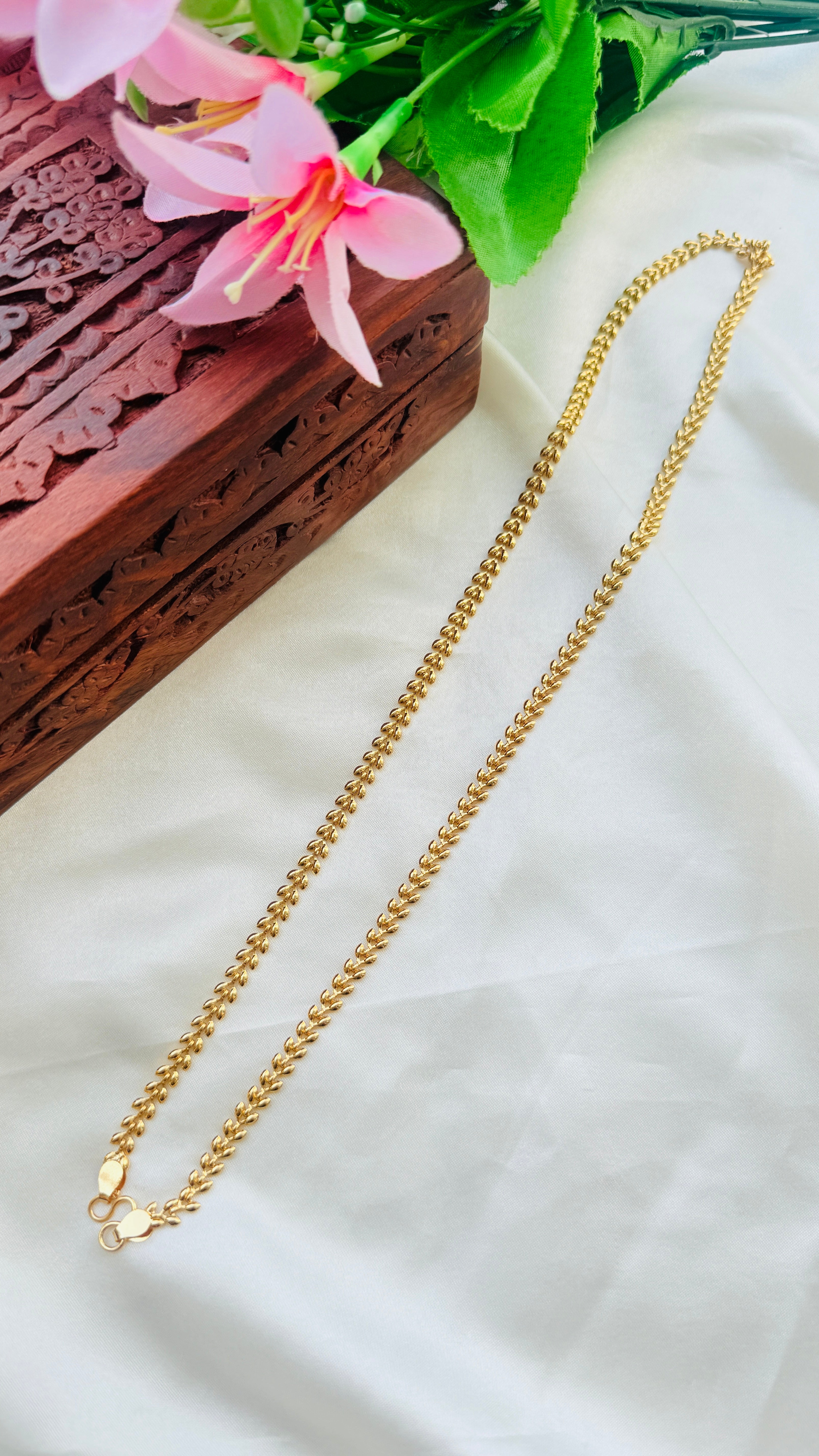 Leaf Gold Plated Daily Wear Chain RJ341