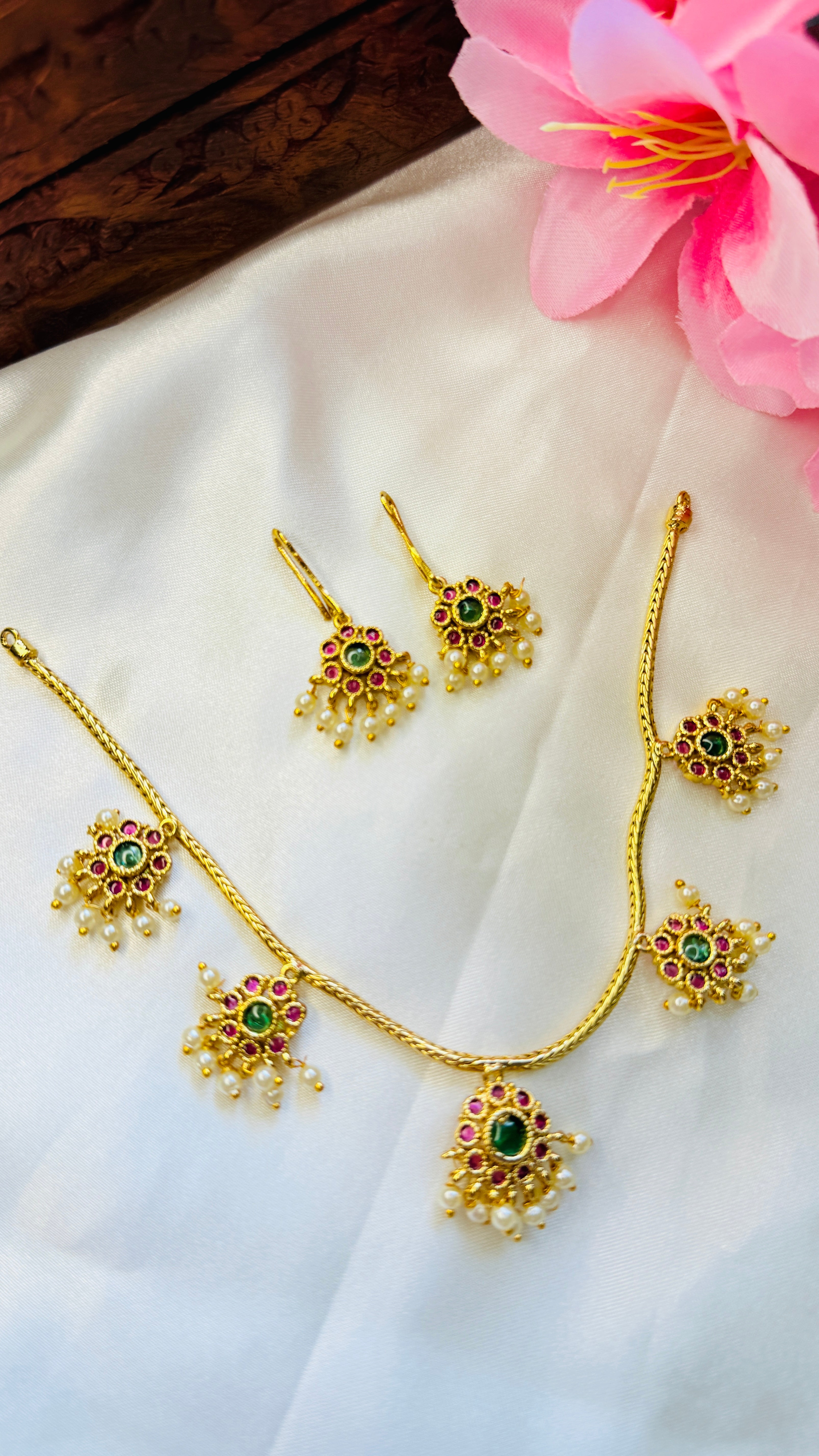 Traditional Kemp Attigai Necklace Set Multi RJ184
