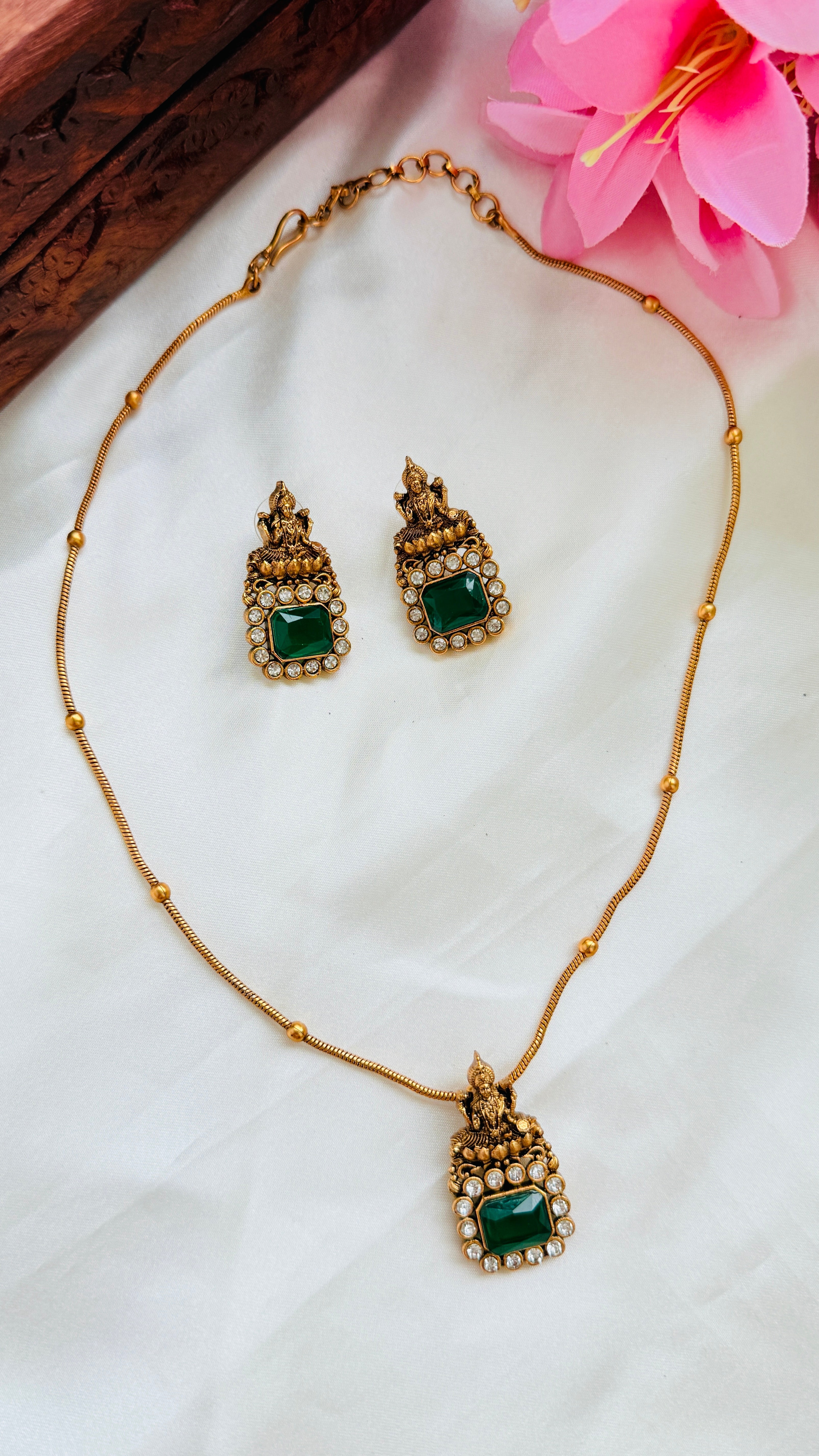 Lakshmi short haram set Green RJ186