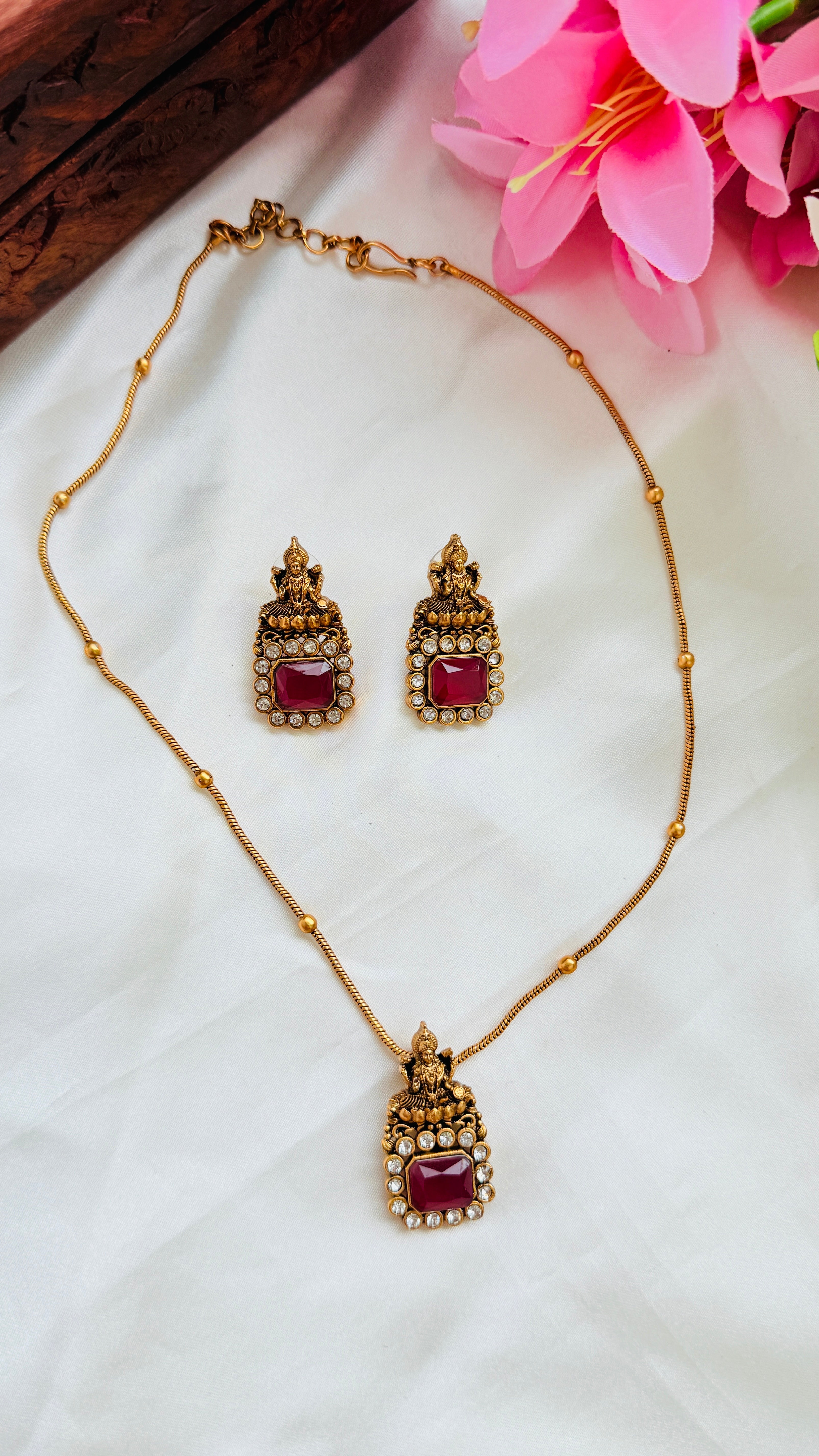 Lakshmi short haram set Ruby RJ187