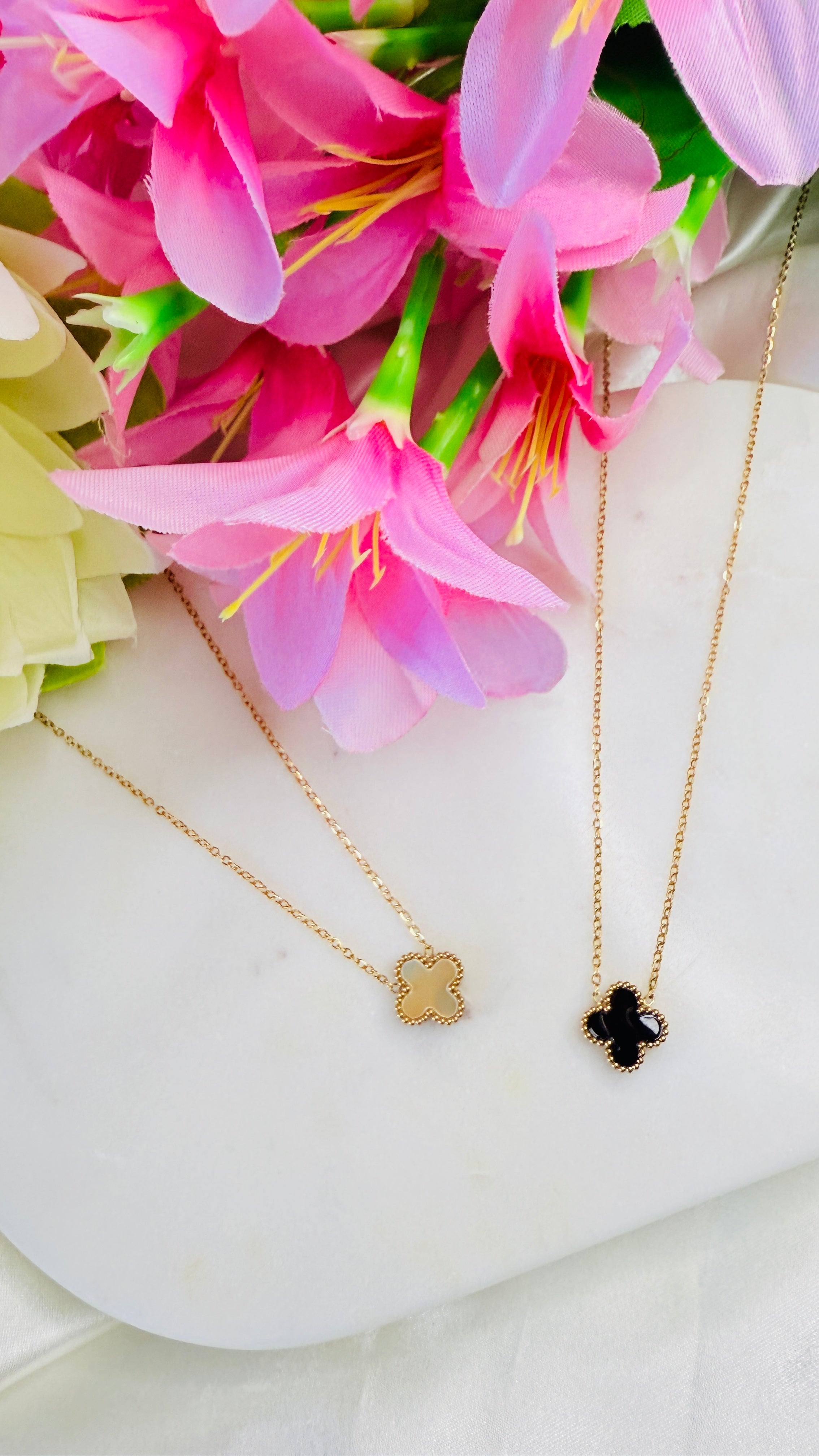 Two In One Clover Anti tarnish stainless steel neck Chain RJ217