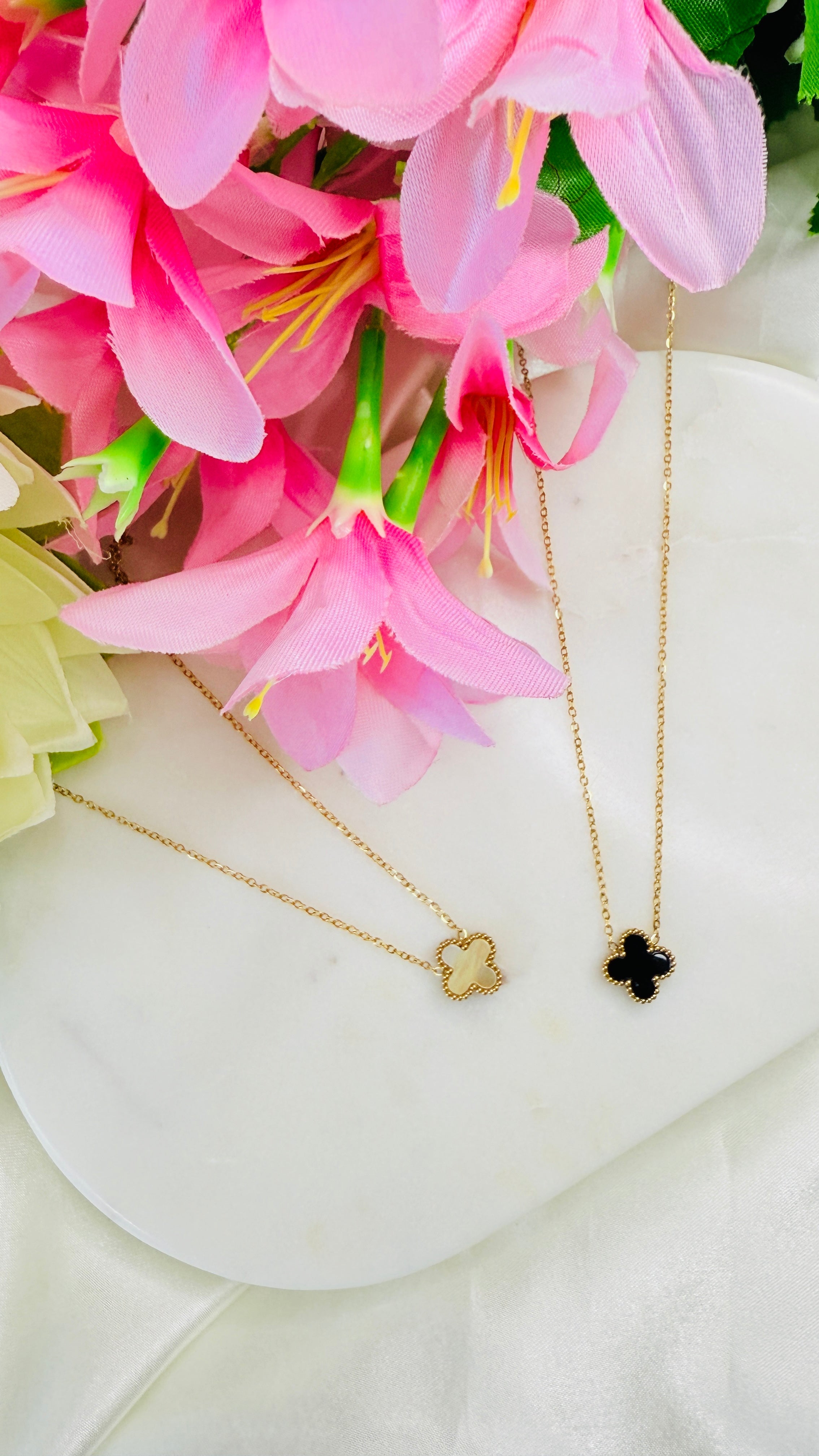 Two In One Clover Anti tarnish stainless steel neck Chain RJ217