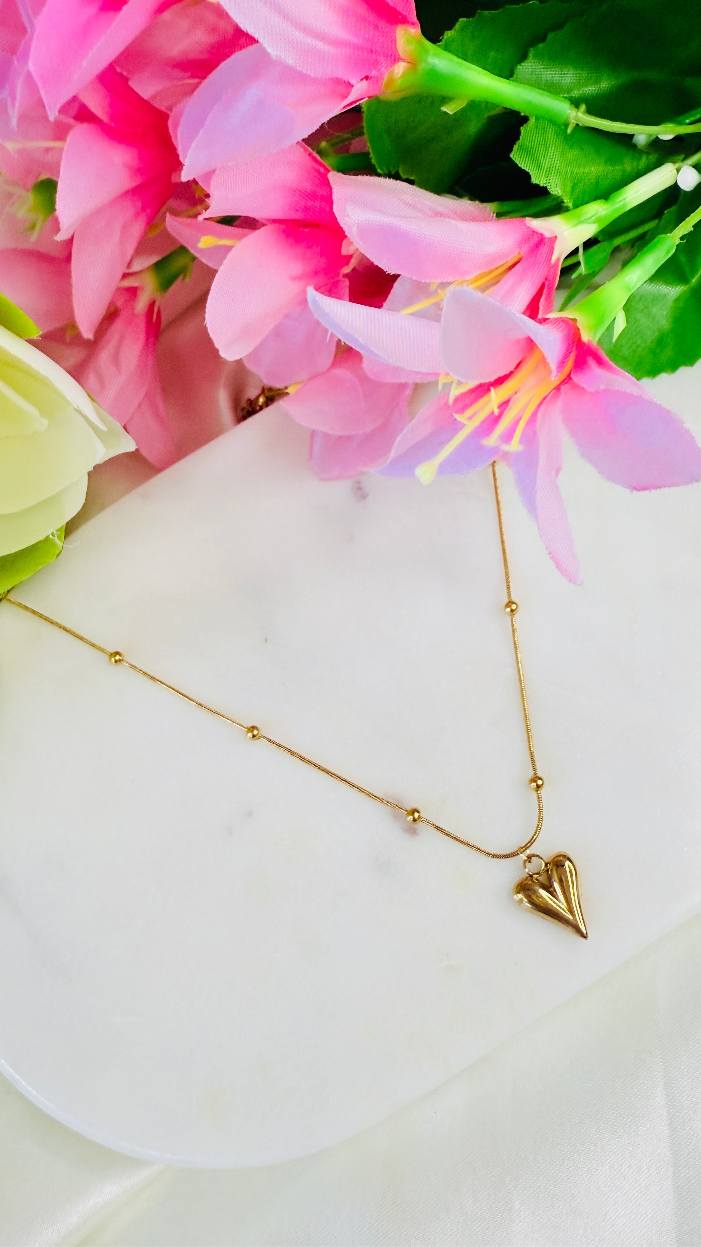 Beaded Love Anti tarnish stainless steel neck Chain RJ220