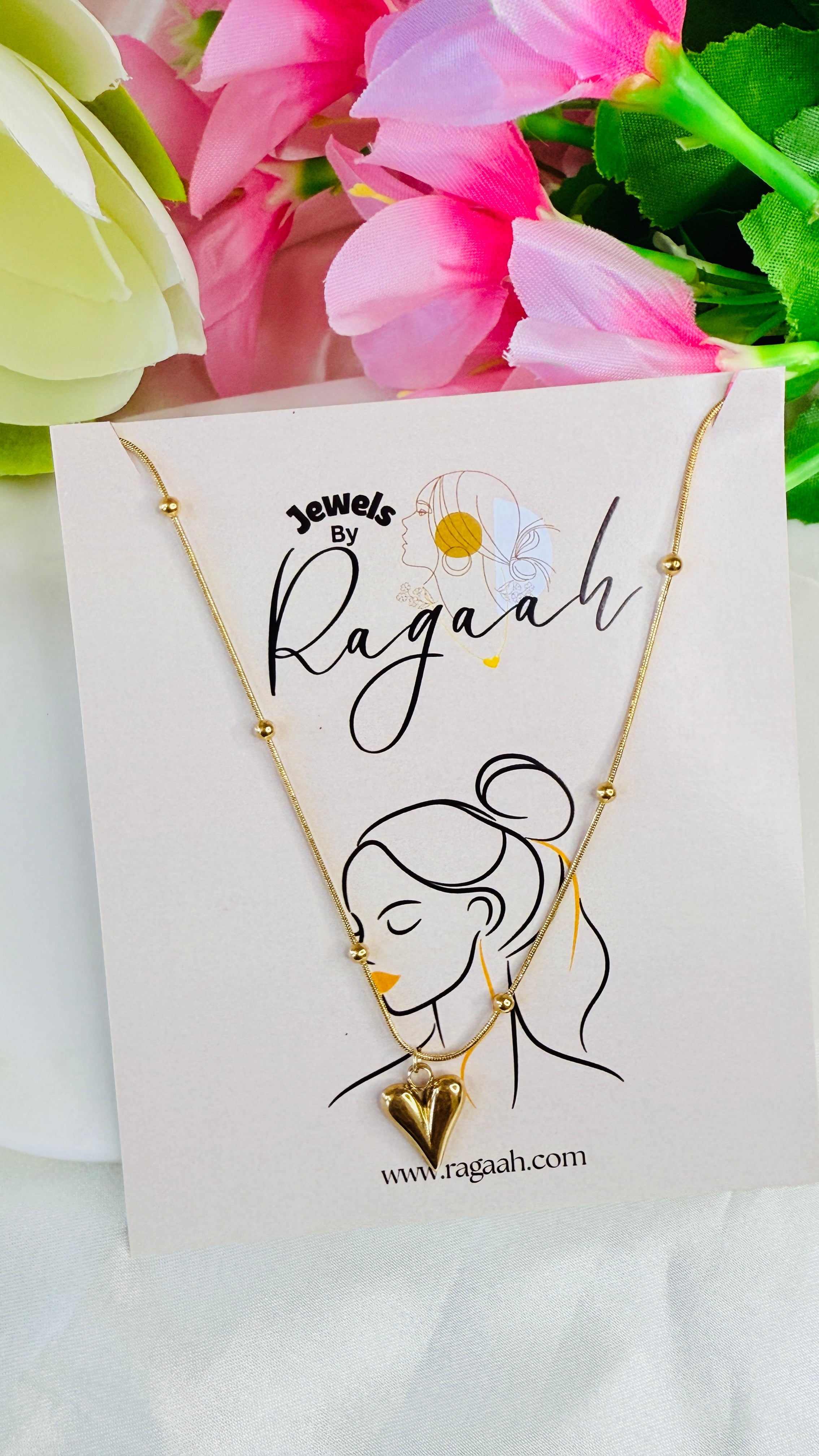 Beaded Love Anti tarnish stainless steel neck Chain RJ220