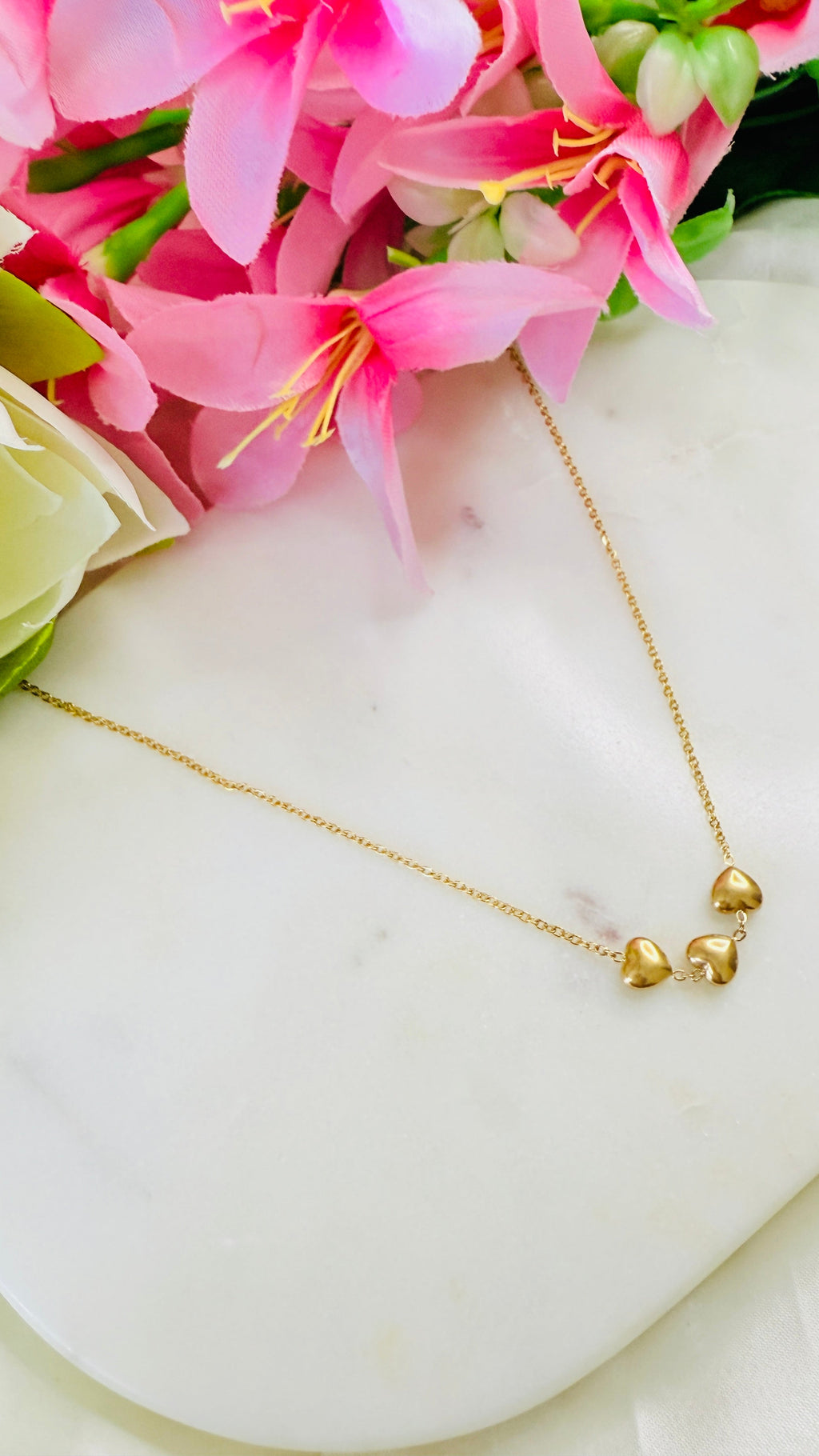 Golden Cluster Love Anti tarnish stainless steel neck Chain RJ219