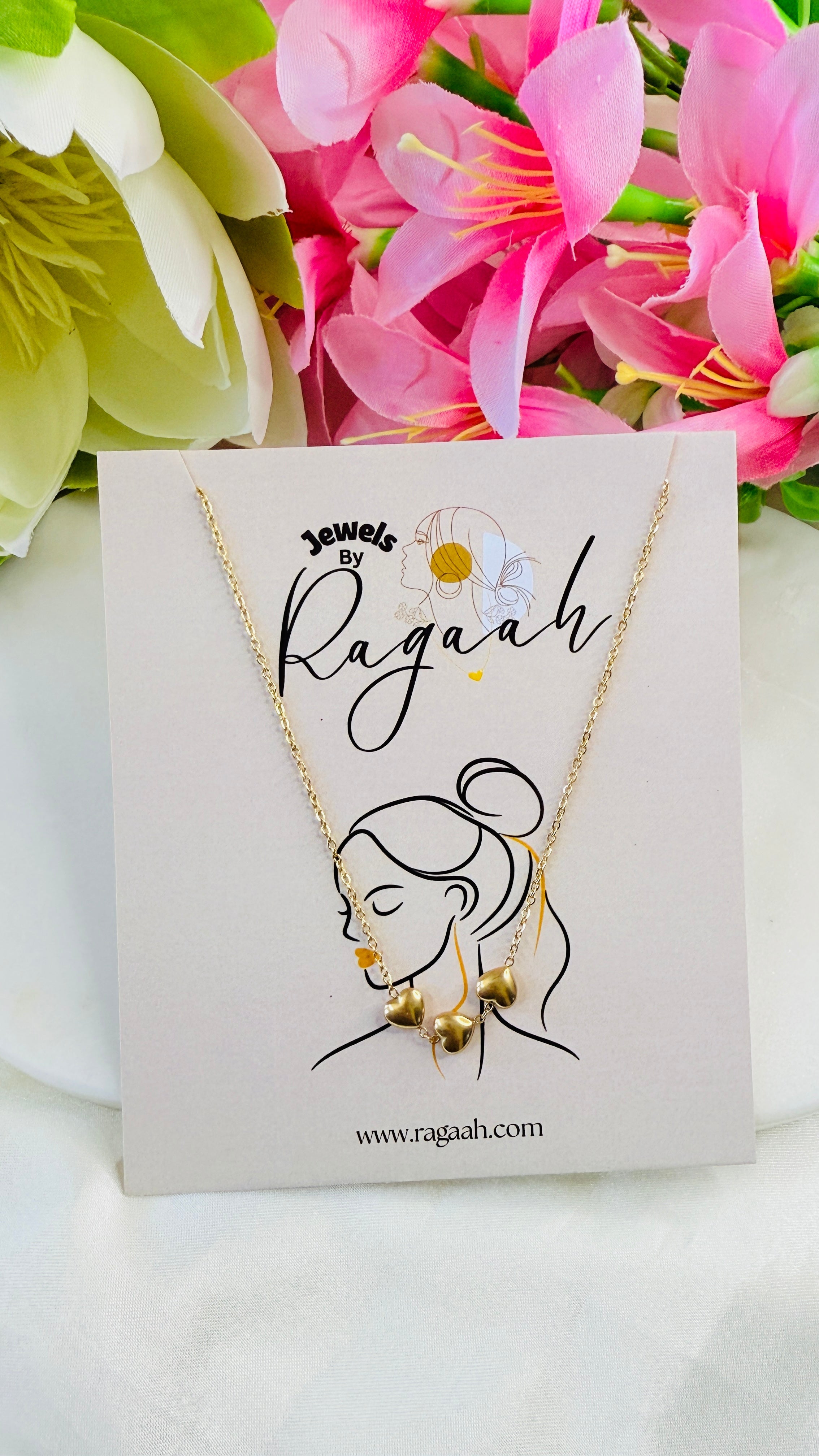 Golden Cluster Love Anti tarnish stainless steel neck Chain RJ219