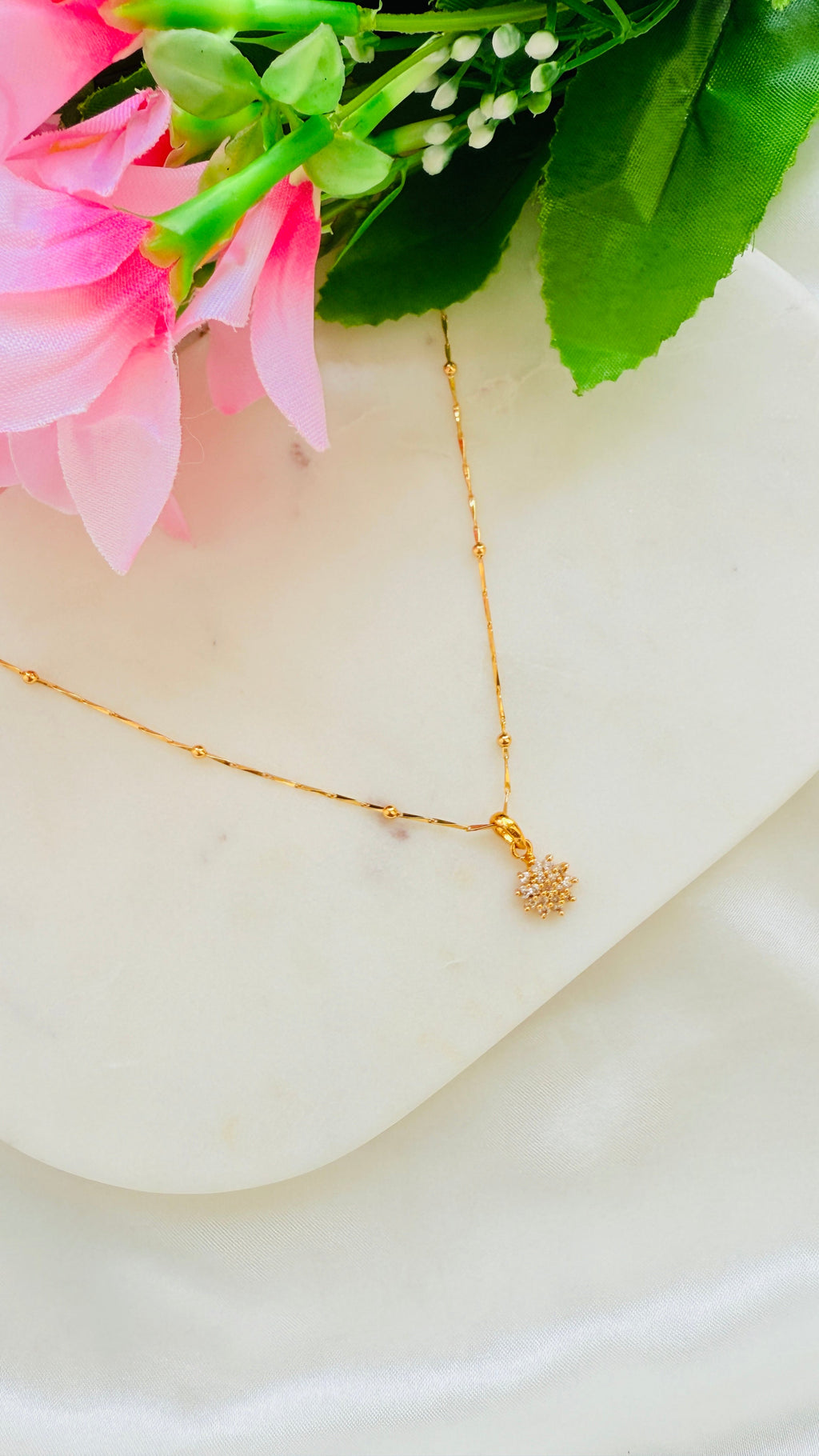 Diamond Drops Gold Plated Necklace RJ235