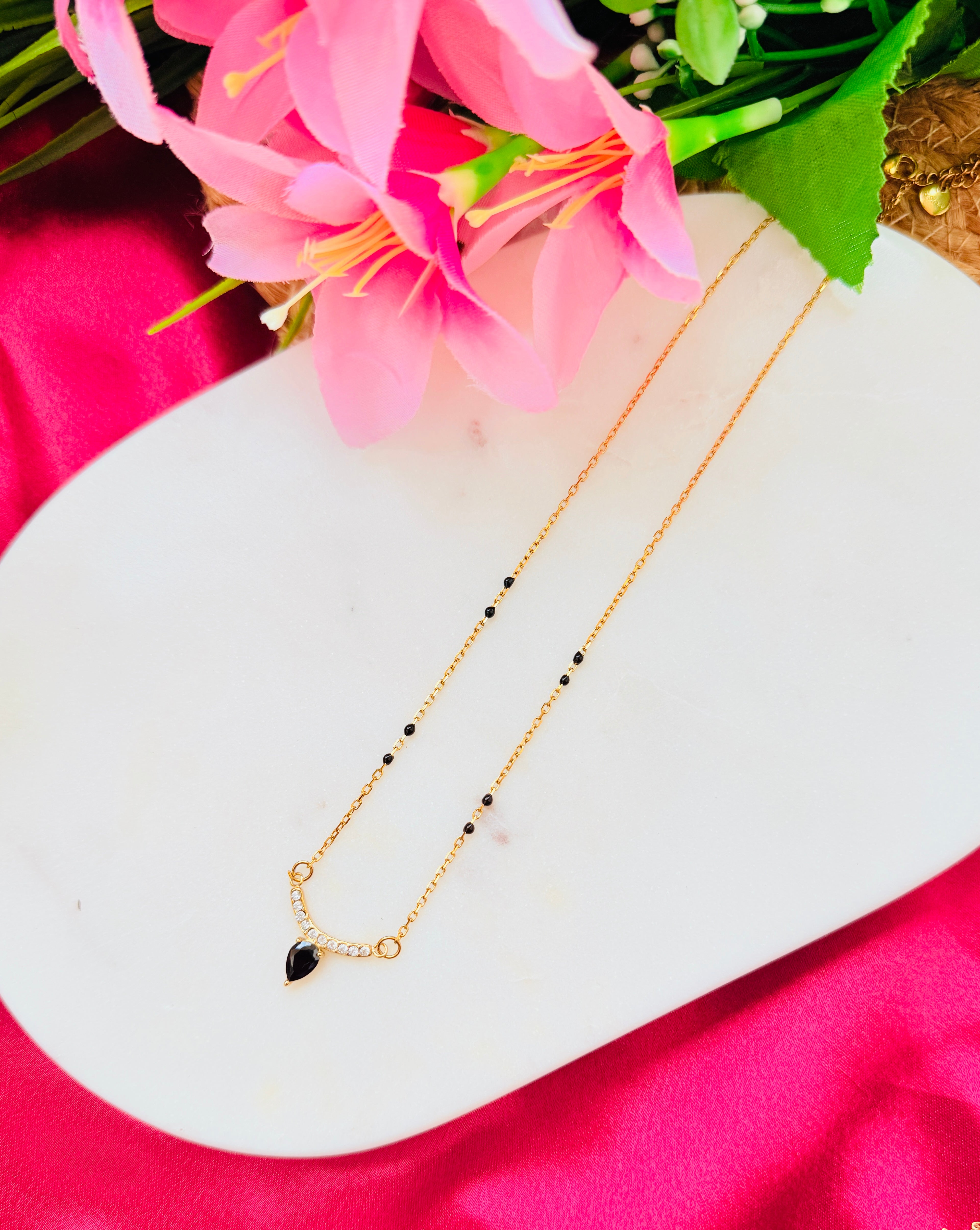 Black Drop Mangalsutra Antitarish Stainless Steel Neckchain RJ259