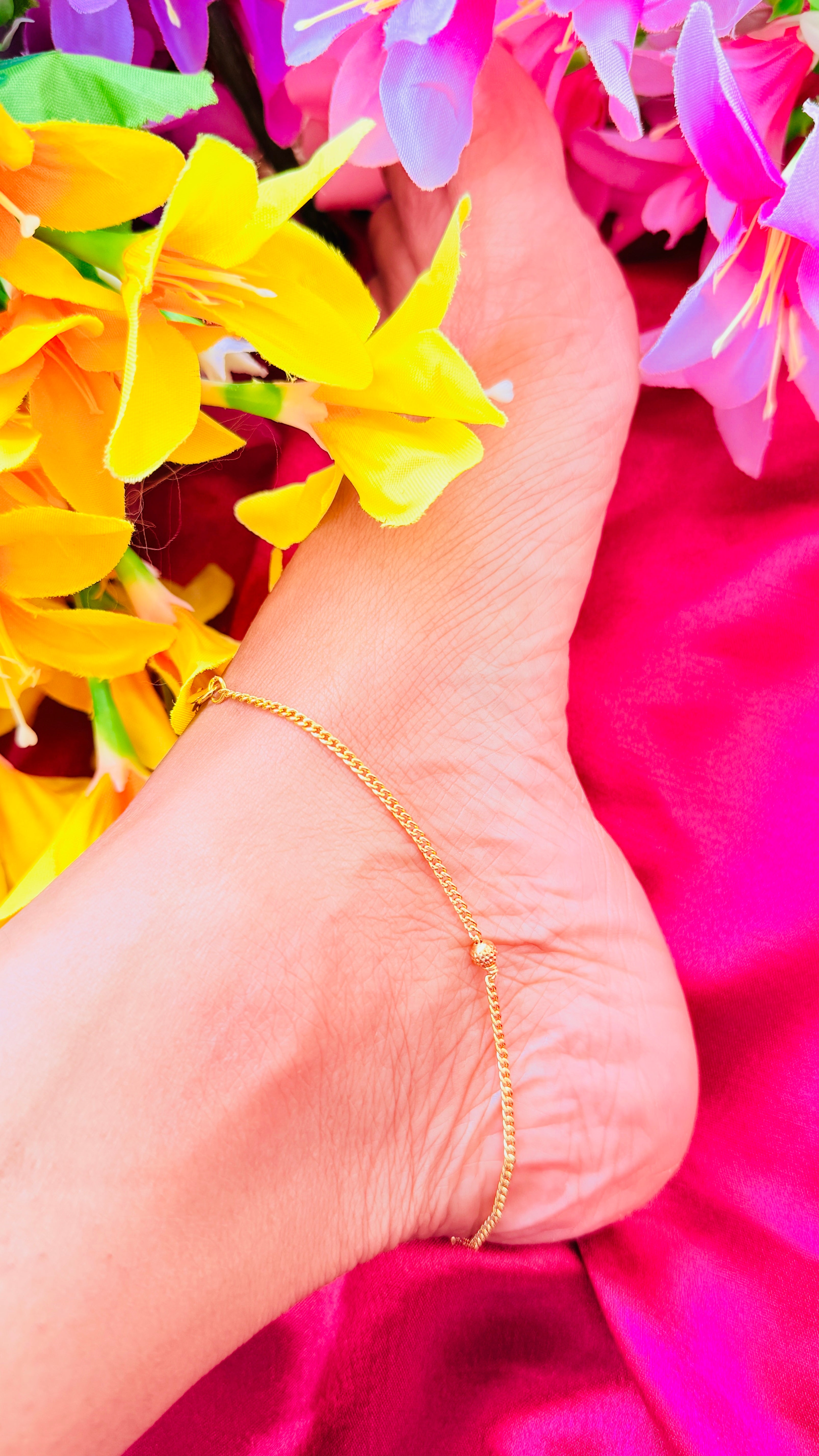 Single Beaded Gold Plated Anklets RJ261