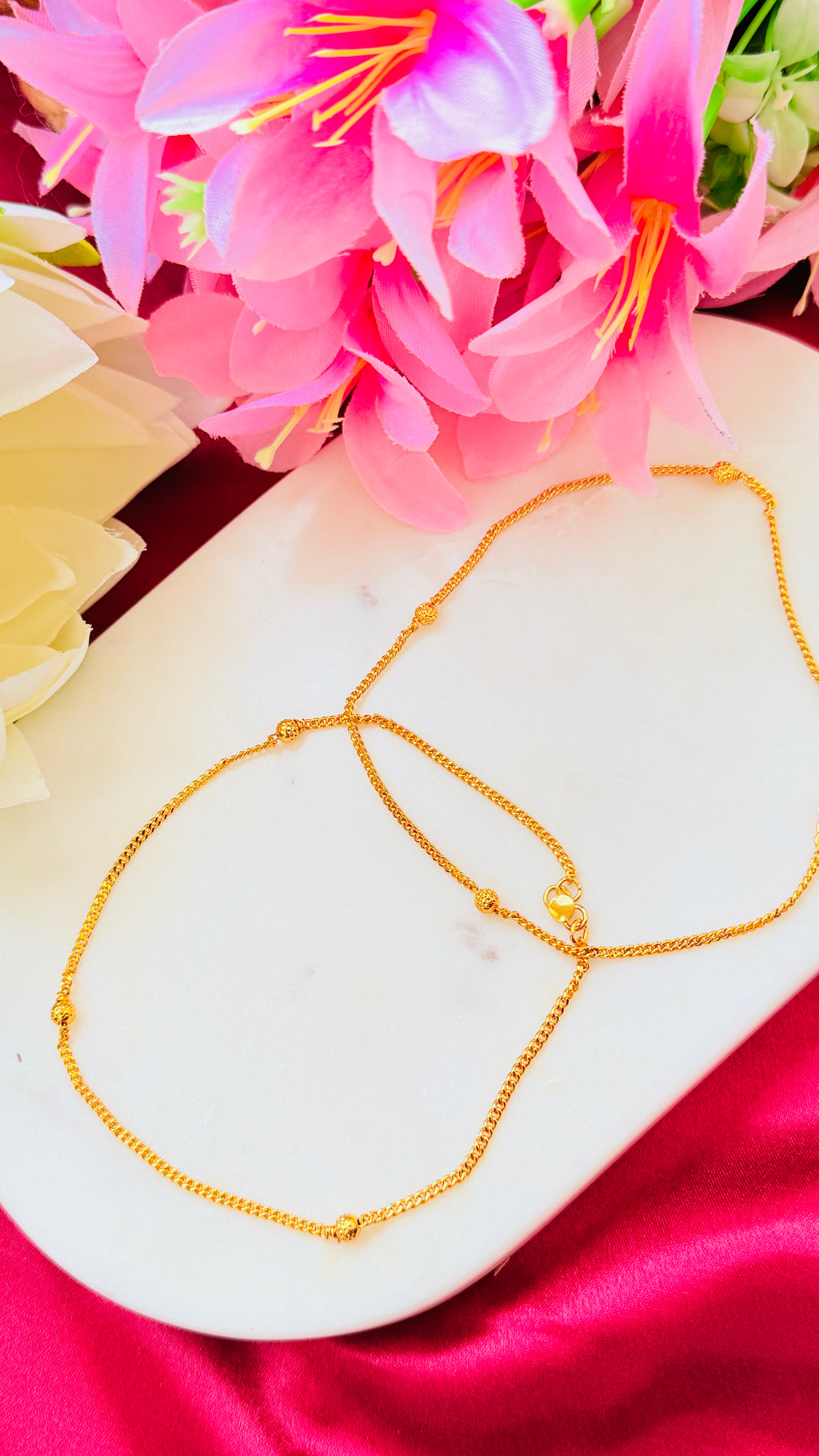 Single Beaded Gold Plated Anklets RJ261