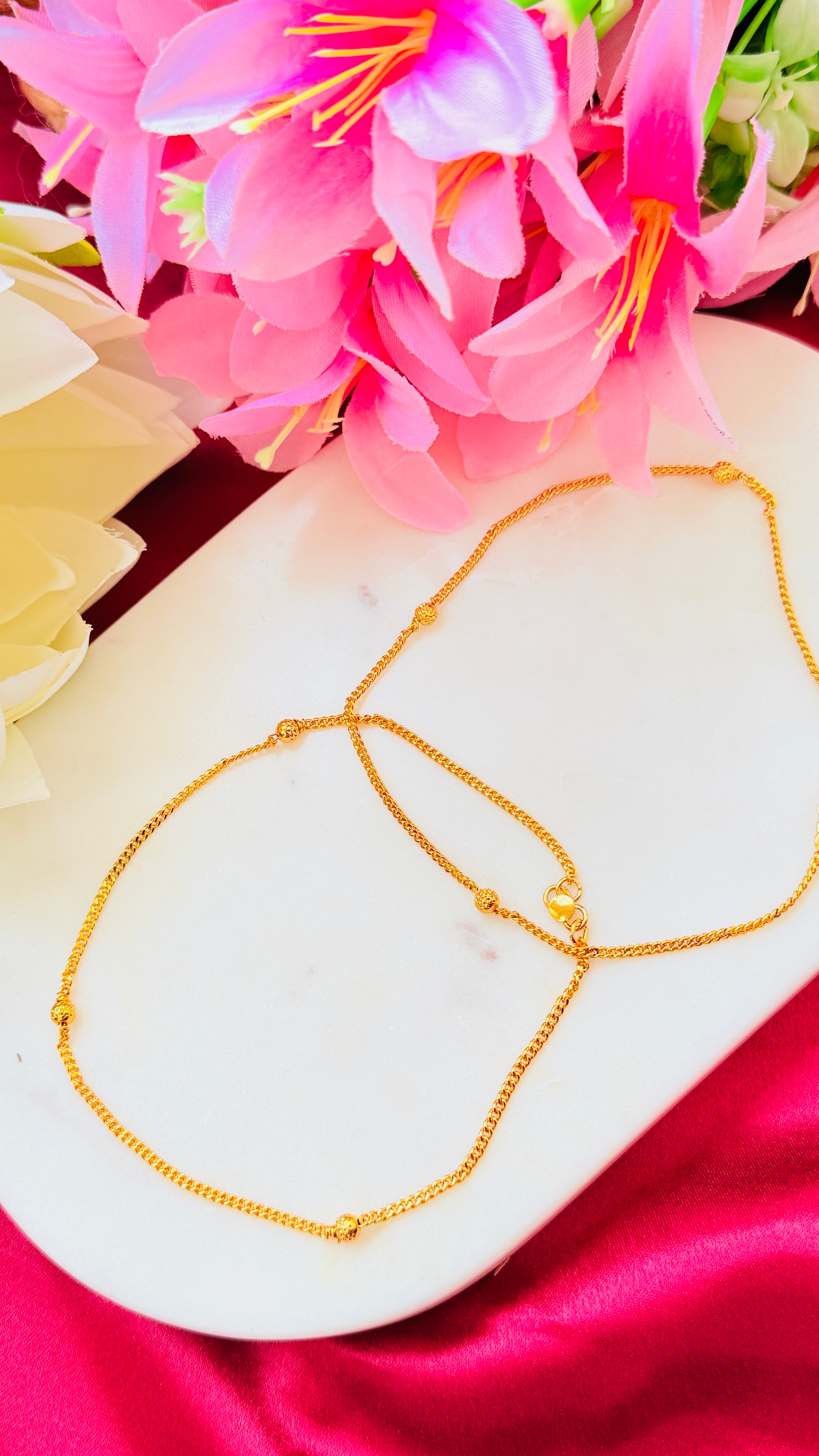 Single Beaded Gold Plated Anklets RJ261