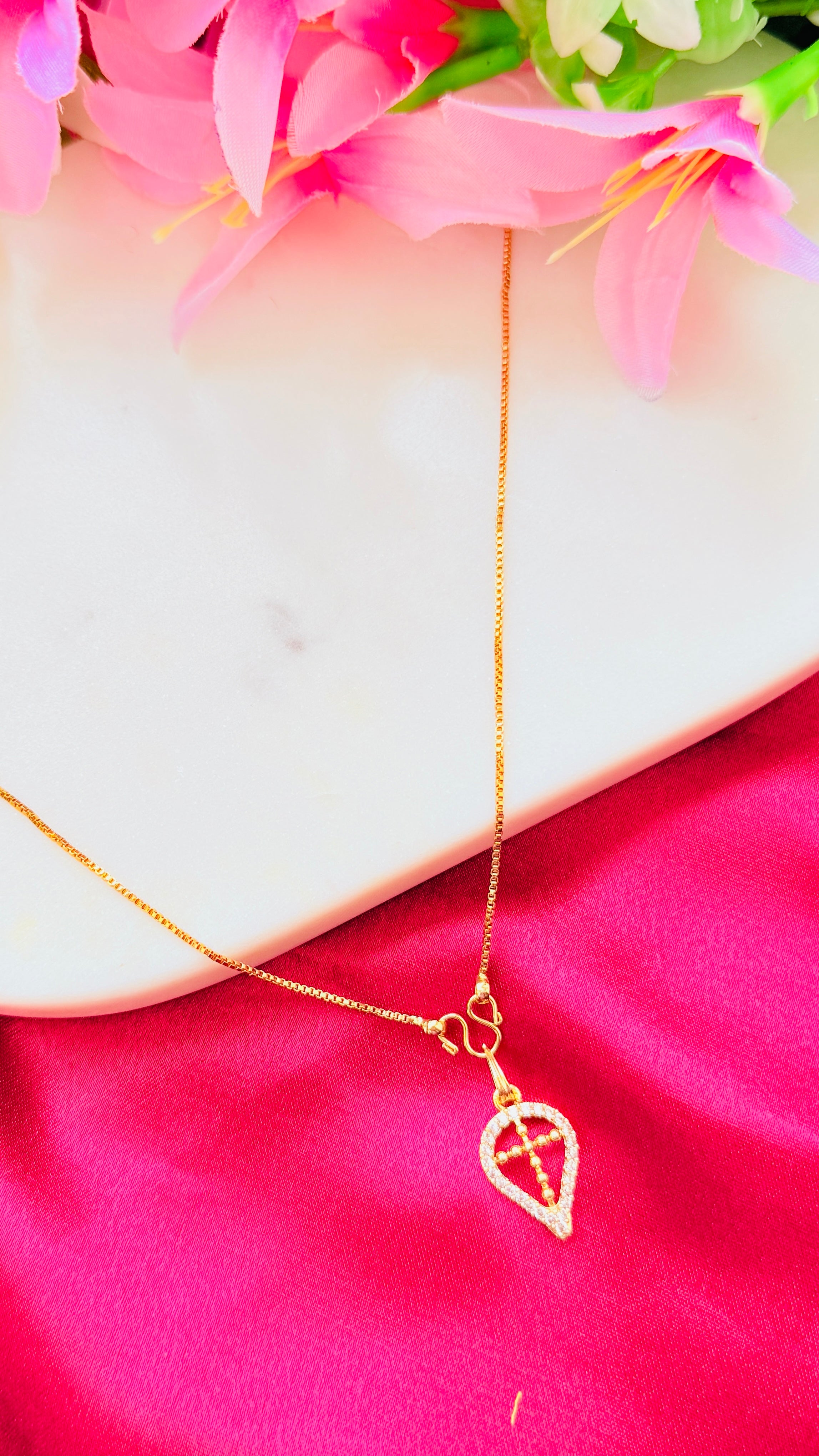 Cross Diamond Pendant Thali with Box Chain RJ265