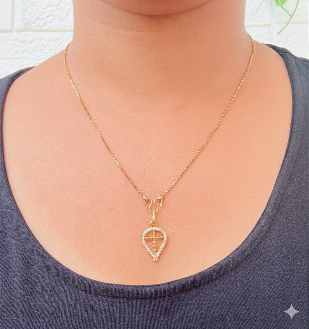 Cross Diamond Pendant Thali with Box Chain RJ265