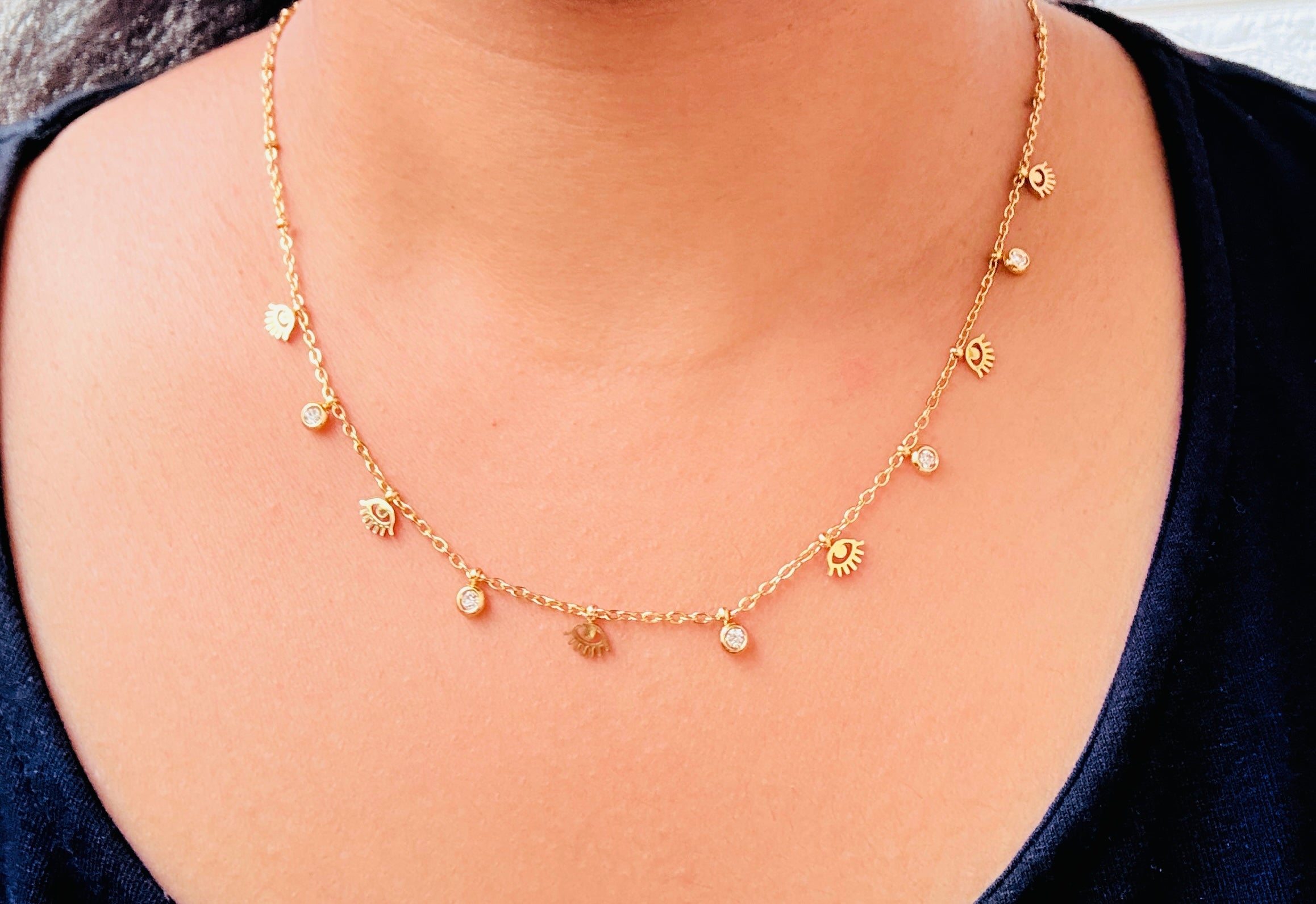 Nazar Guard NecklaceAntitarish Stainless Steel Neckchain RJ277