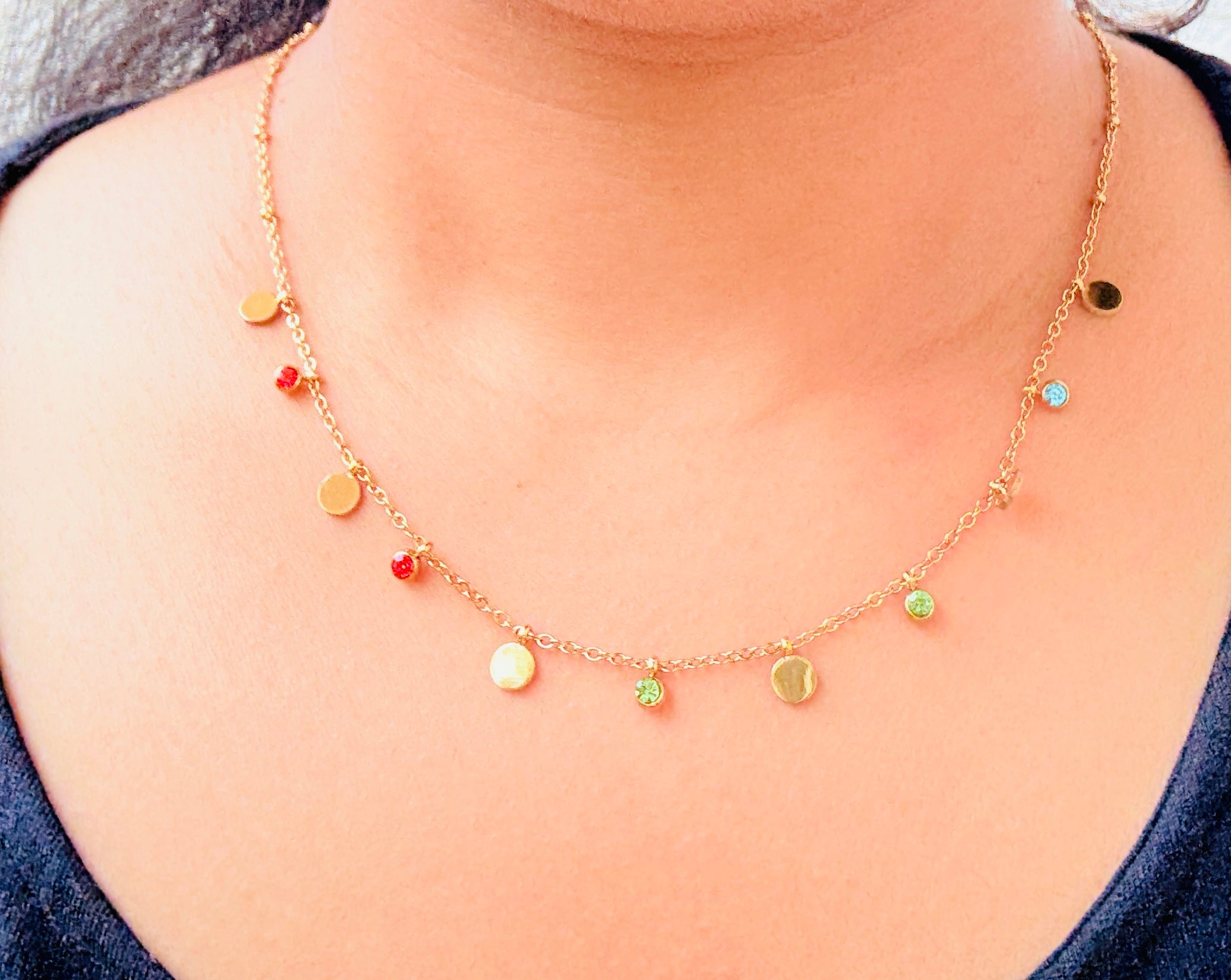 Rangoli Charm Chain Necklace Antitarish Stainless Steel Neckchain RJ280