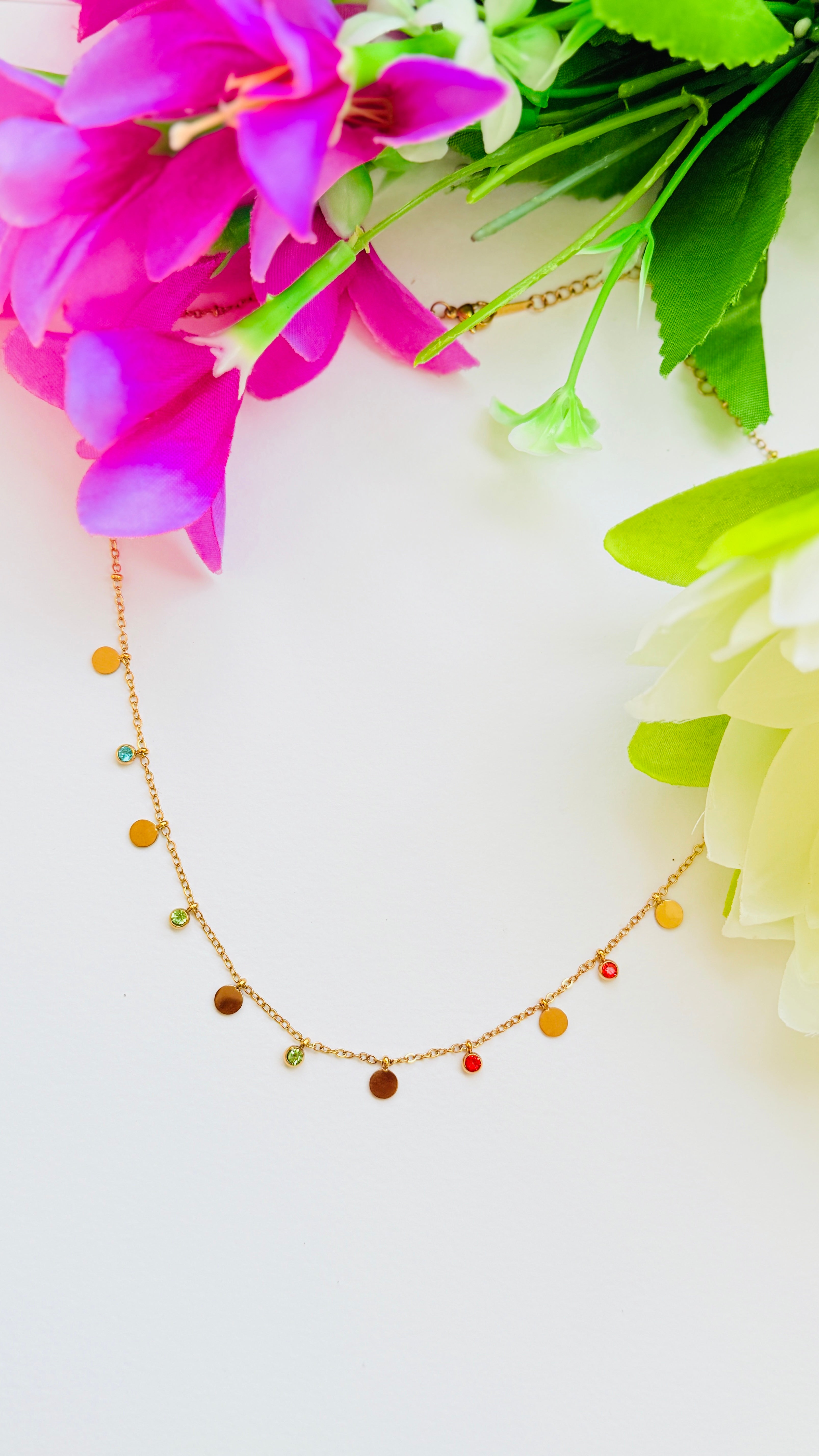 Rangoli Charm Chain Necklace Antitarish Stainless Steel Neckchain RJ280